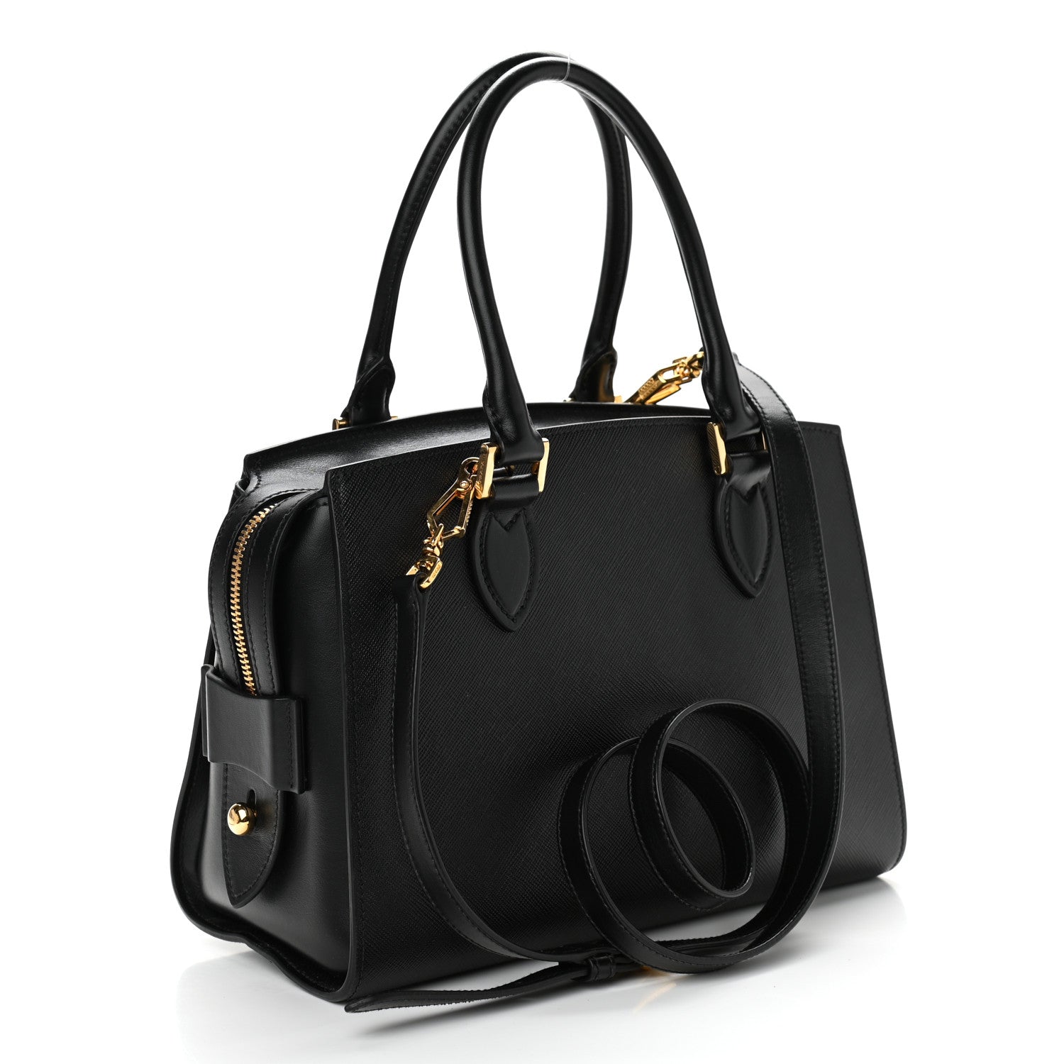 Prada Saffiano Soft Calfskin Double Handle Satchel Black 3 of 10