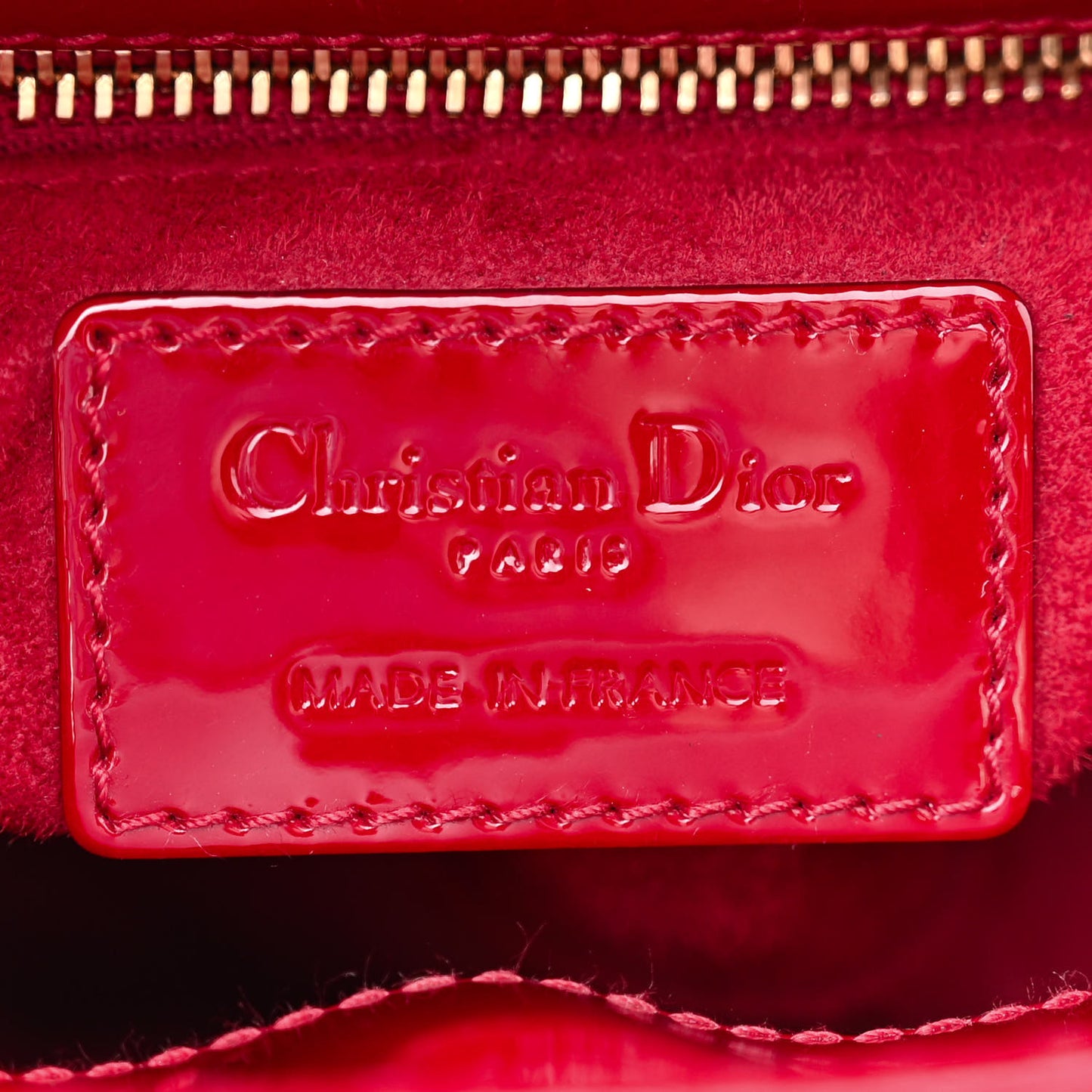 CHRISTIAN DIOR Patent Cannage Mini Lady Dior Red