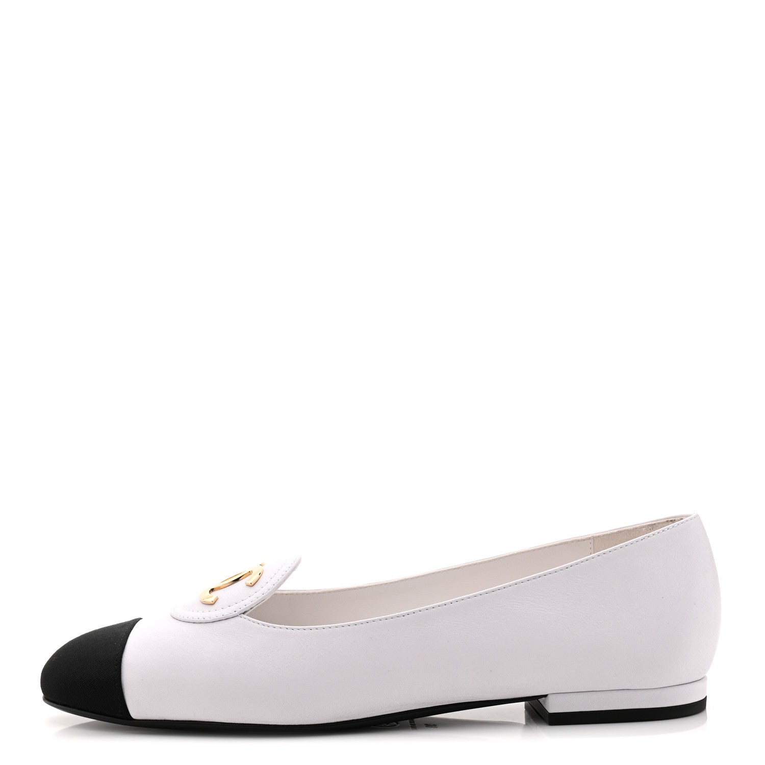 Chanel Calfskin Grosgrain Cap Toe CC Moccasin Loafers 39 White