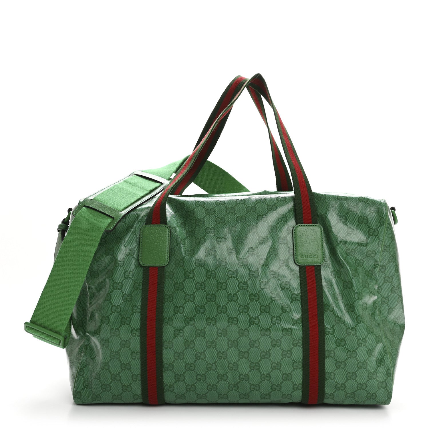 gucci men's travel bag Gucci Crystal Monogram Web Medium Duffle Bag Green 1742564 – FASHIONPHILE