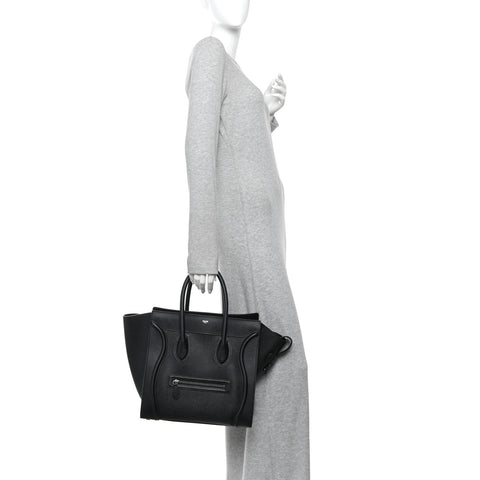 Drummed Calfskin Mini Luggage Black