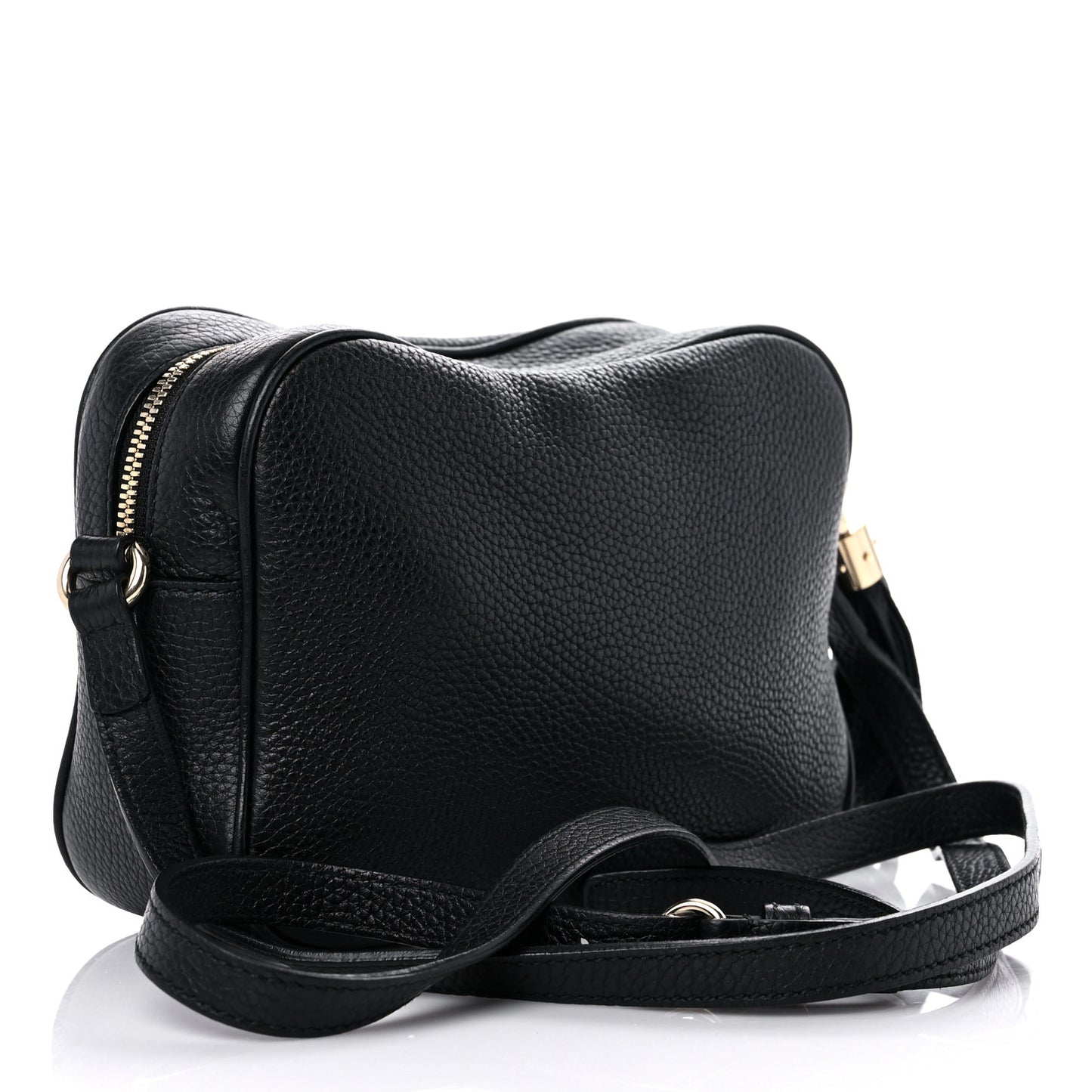 Pebbled Calfskin Small Soho Disco Bag Black