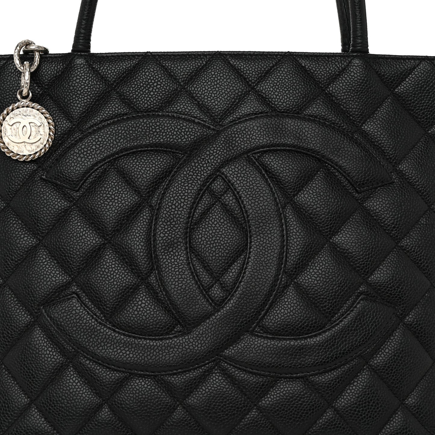 Caviar Quilted Medallion Tote Black