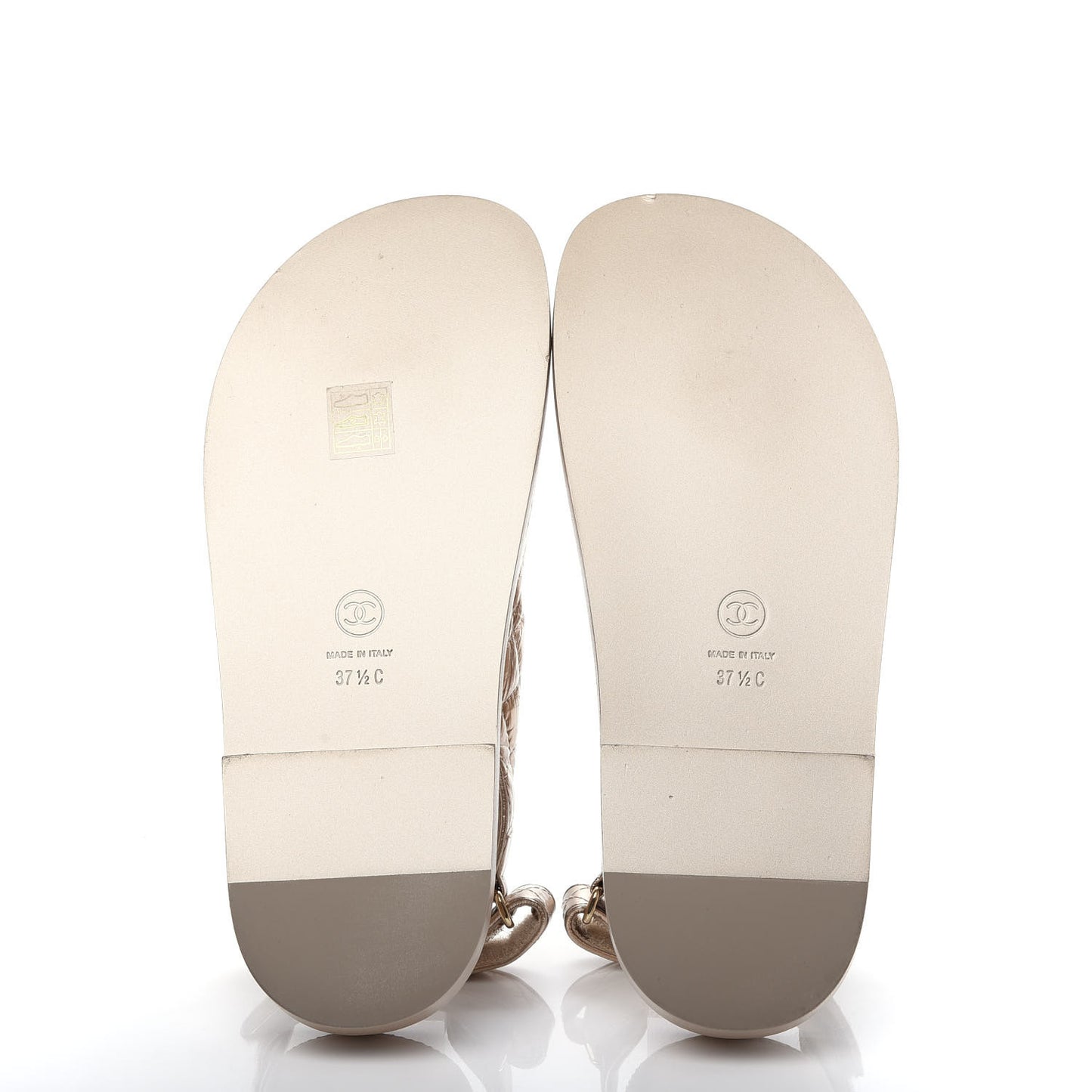 Iridescent Lambskin Quilted Velcro Dad Sandals 37.5 Light Bronze