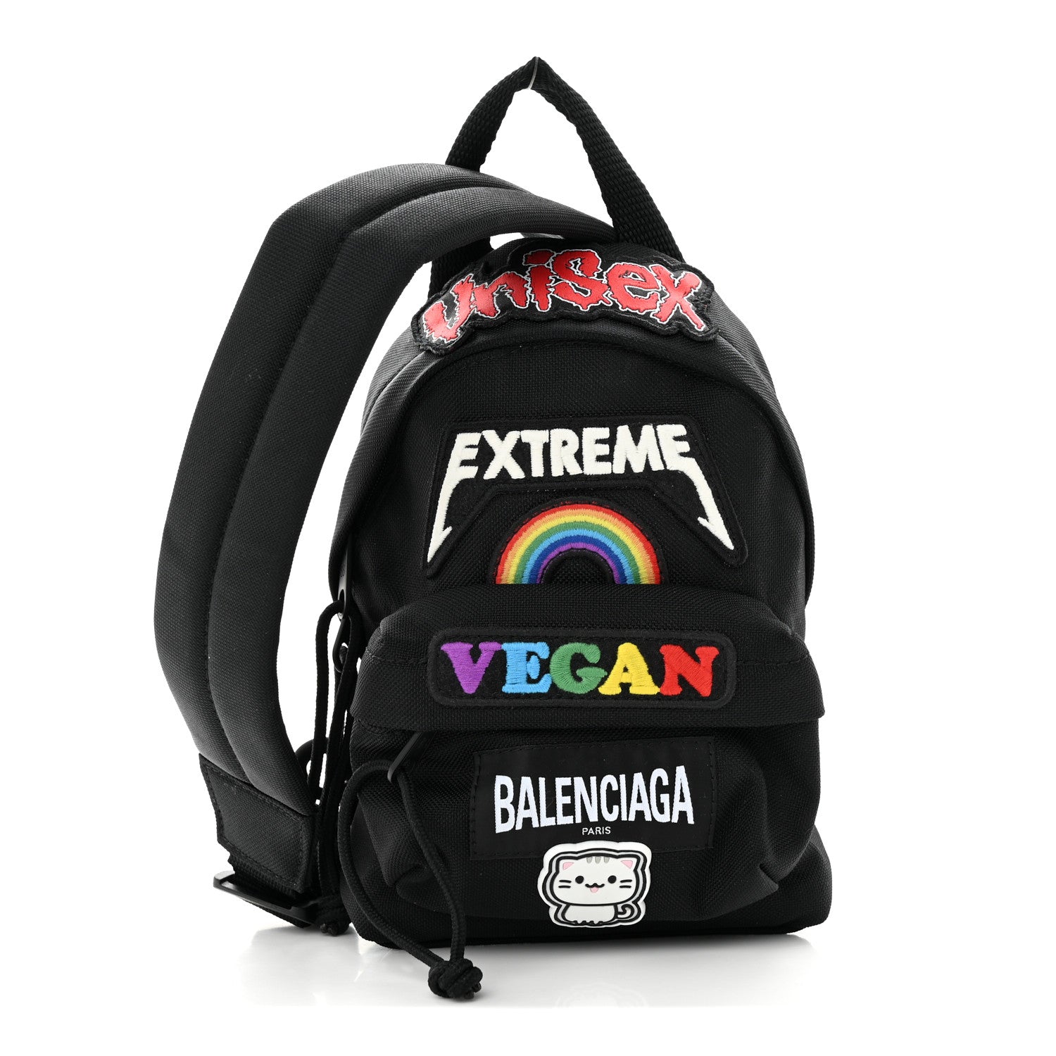 Balenciaga Recycled Casual Nylon Gamer Patches Mini Crossbody Backpack Black 1438117