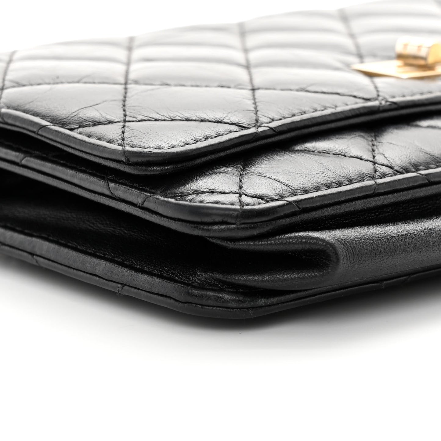 Aged Calfskin Quilted Reissue Wallet On Chain WOC Black