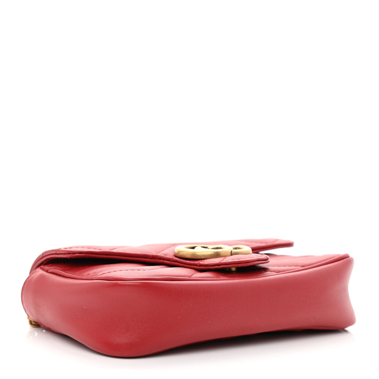 Calfskin Matelasse Super Mini GG Marmont Shoulder Bag Hibiscus Red