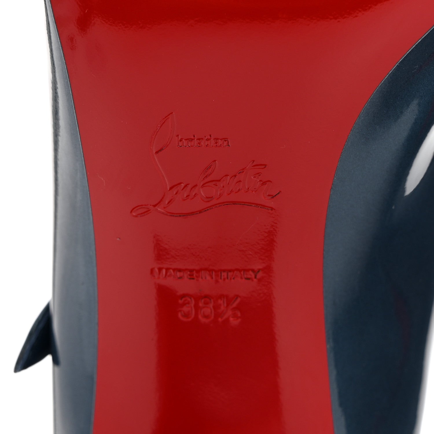 Christian Louboutin Metallic Calfskin Miss Jane Mary Janes 55 Pumps 38.5 Blue Silver 7 of 8