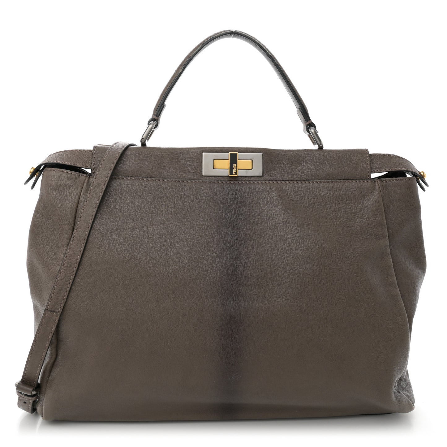 Goatskin Zucca Large Peekaboo Iconic Satchel Taupe Tobacco Moro Tortora