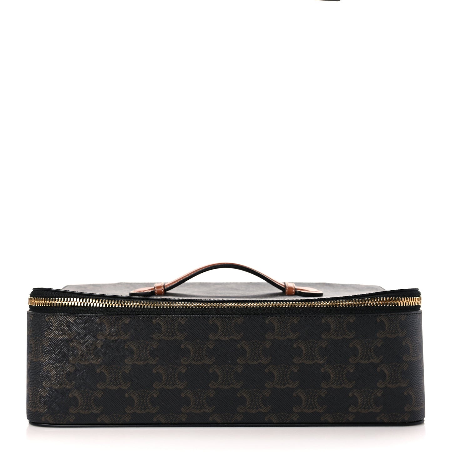Triomphe Canvas Calfskin Large Top Handle Toiletry Case Tan
