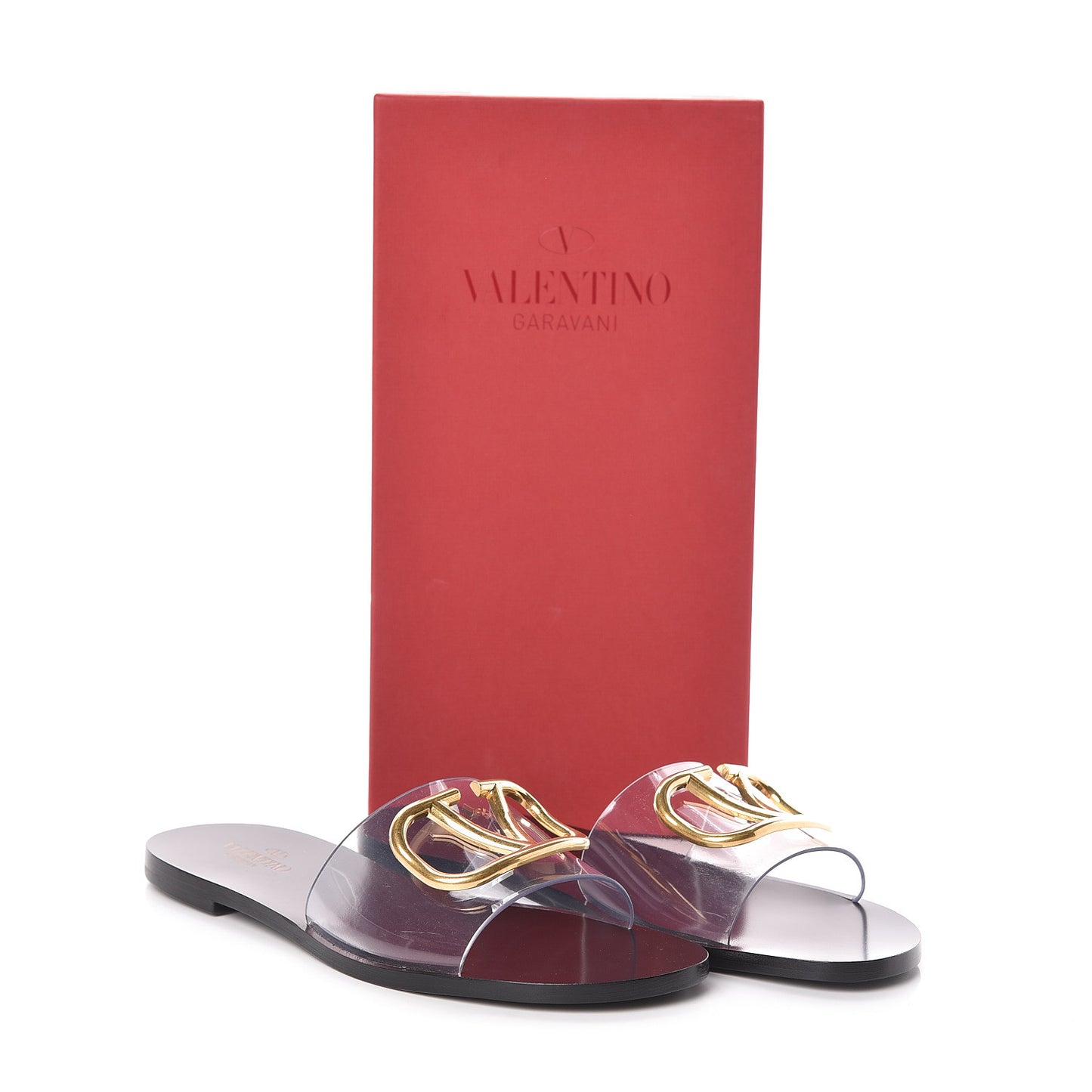 PVC Transparent Vlogo Flat Slide Sandals 39 Black
