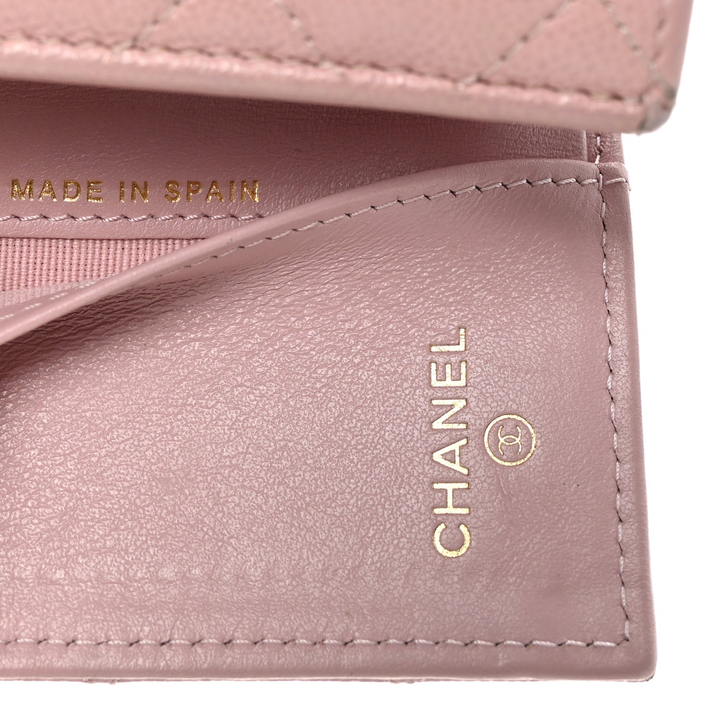 Caviar Quilted Studded CC Double Flap Wallet Light Pink