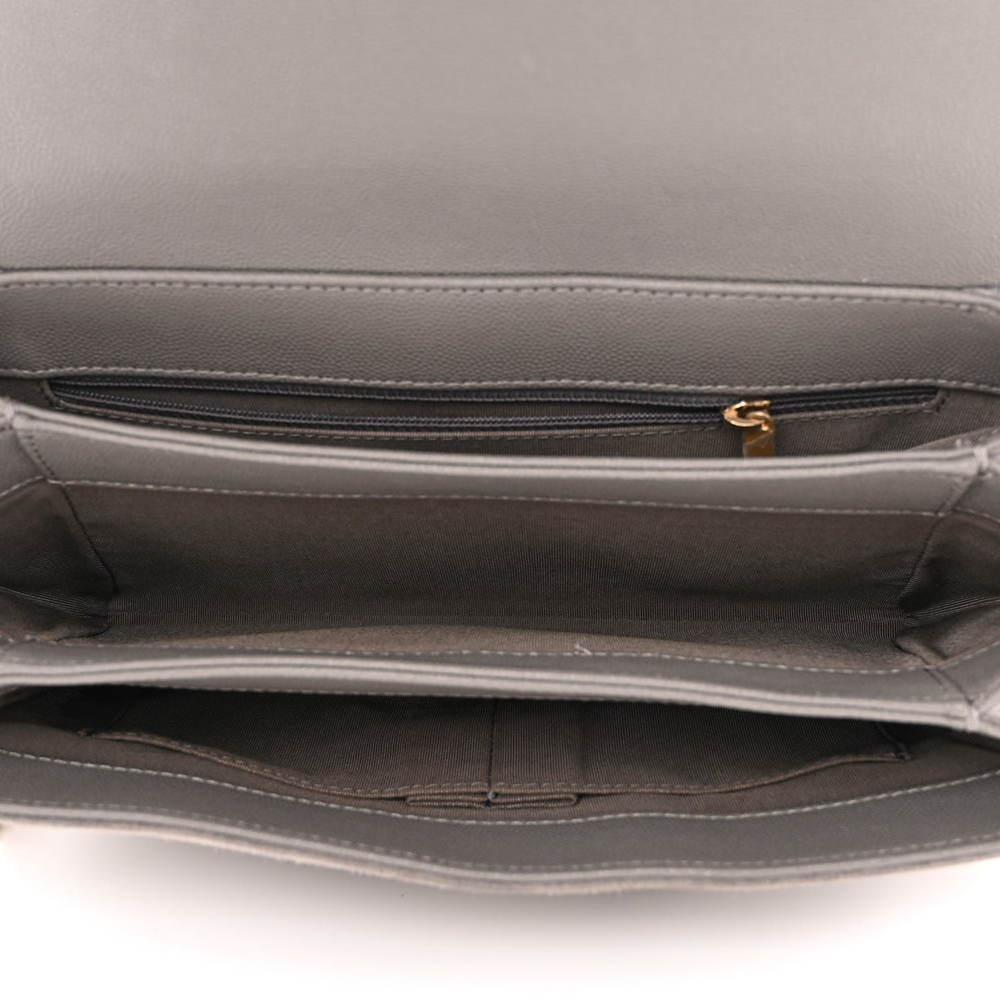 Caviar Suede Stitched Lady Coco Flap Grey