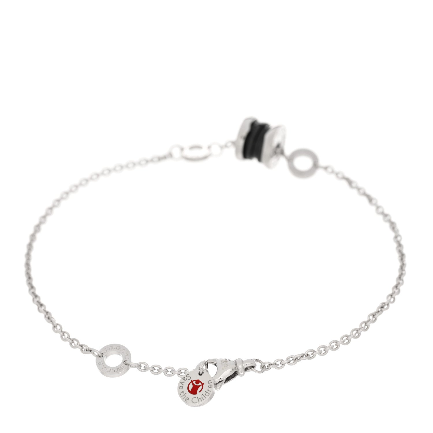 Bulgari Sterling Silver Black Ceramic Save the Children Bracelet 2 of 3