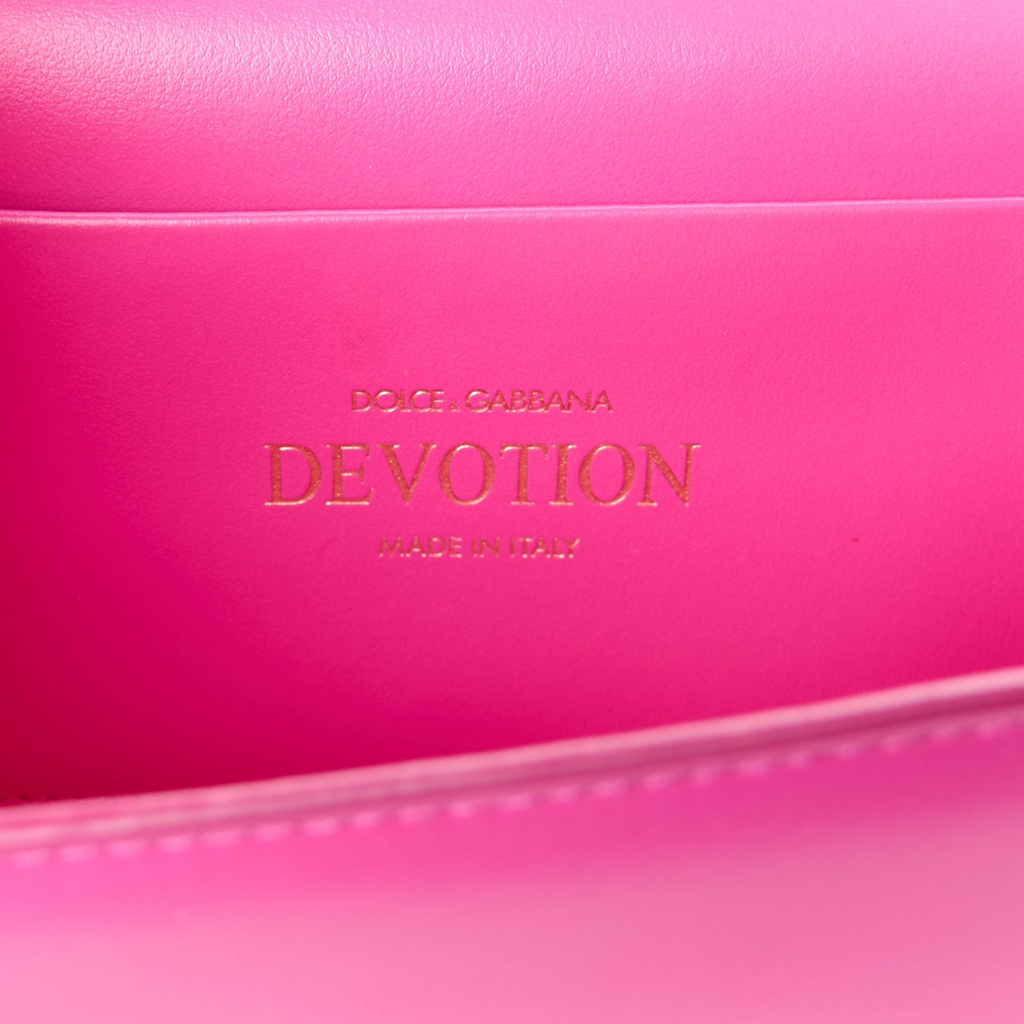 DOLCE GABBANA Smooth Calfskin Small Devotion Envelope Top Handle Bag Pink