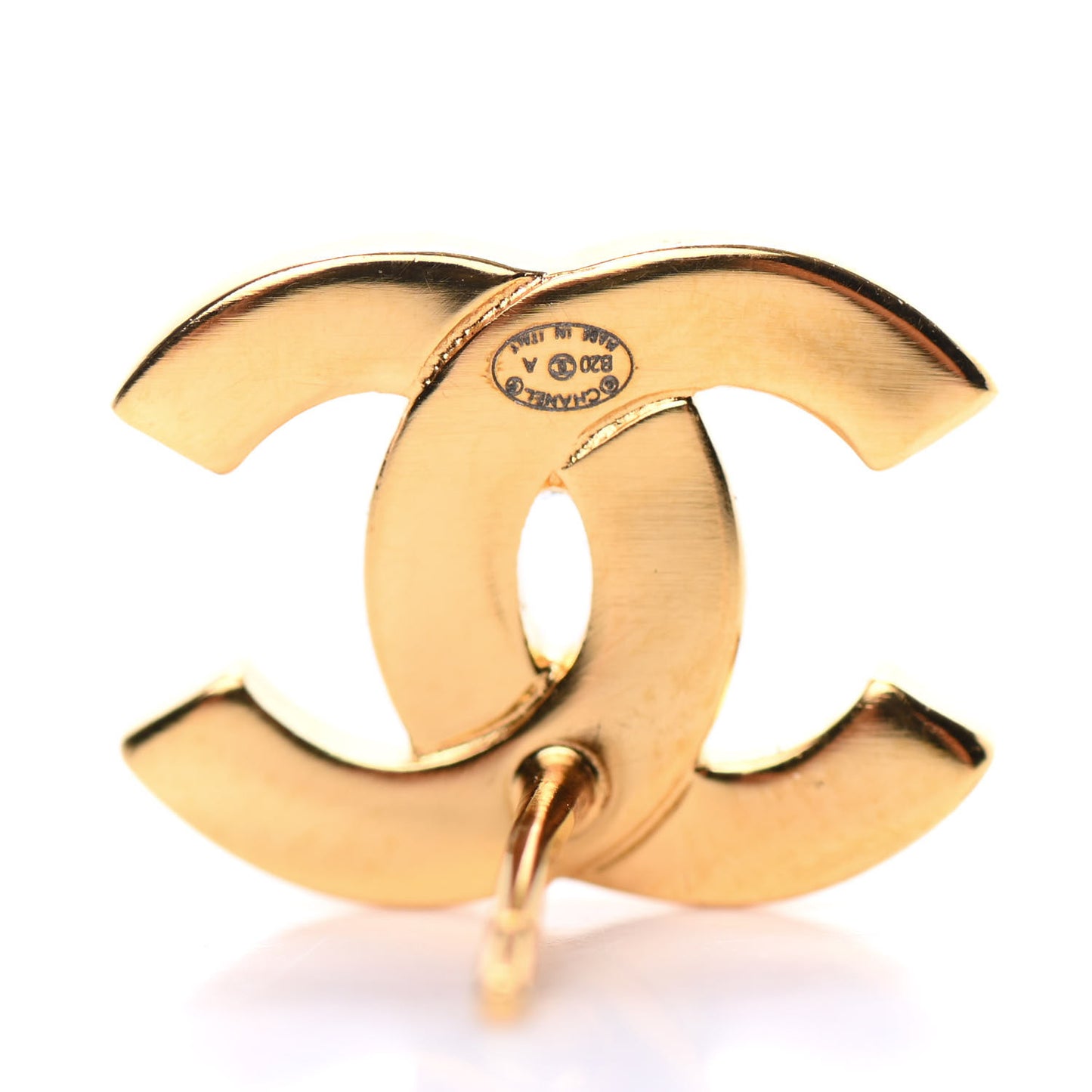 Metal CC Paris Button Stud Earrings Gold