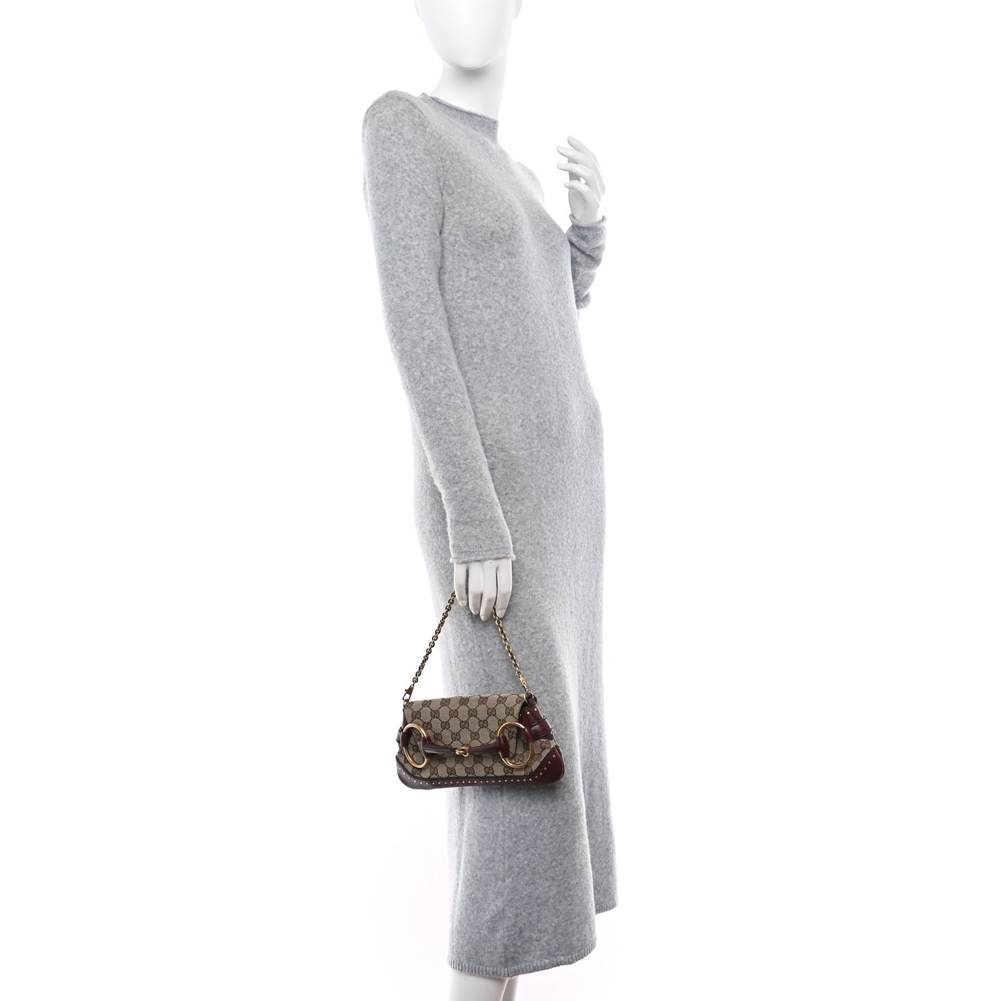 Monogram Studded Horsebit Clutch Bordeaux