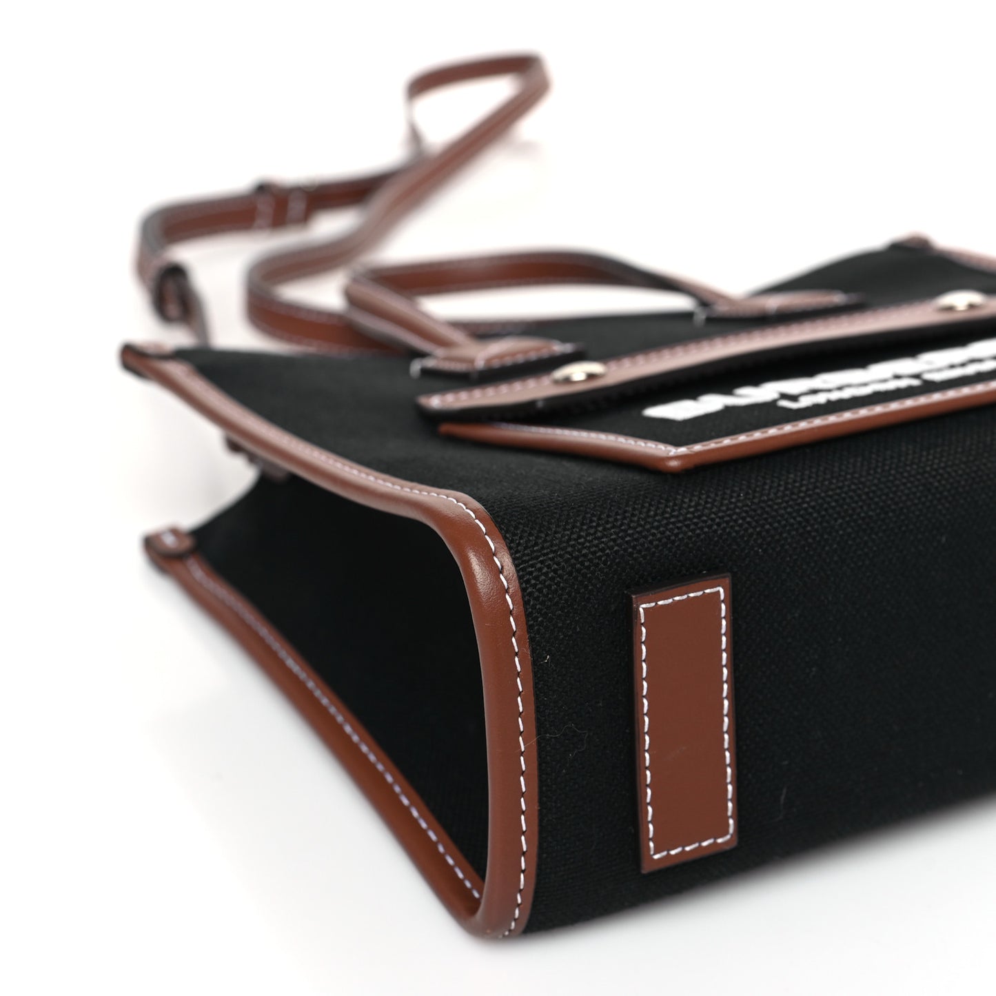 Canvas Smooth Calfskin Mini Two Tone Freya Tote Black Tan