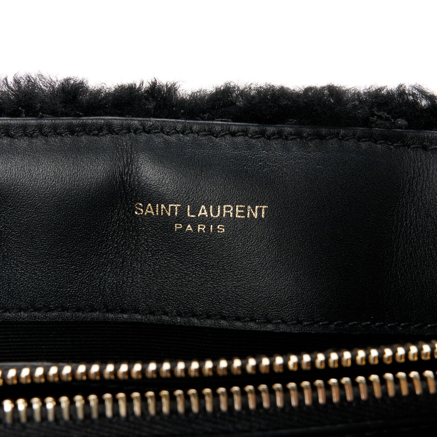 Shearling Y Quilted Monogram Medium Loulou Chain Satchel Black