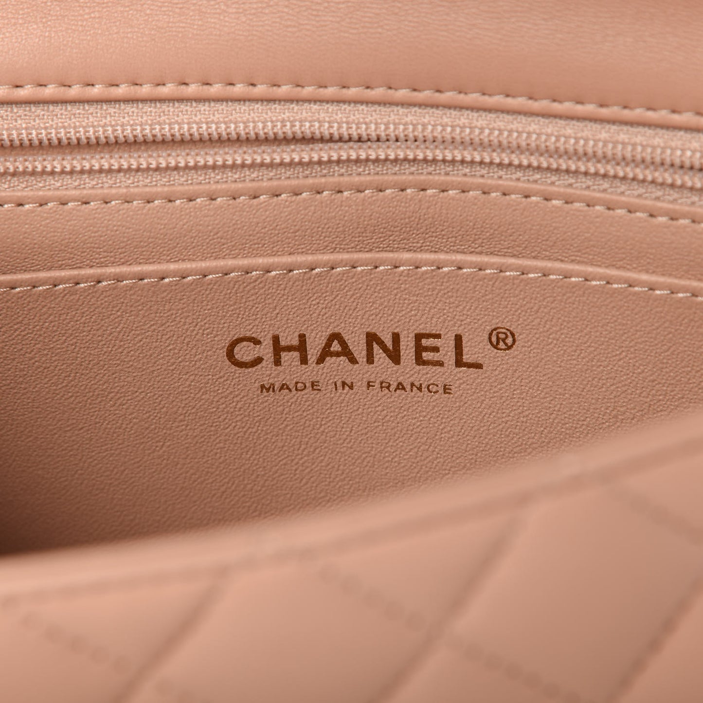 Lambskin Quilted Mini Top Handle Rectangular Flap Beige