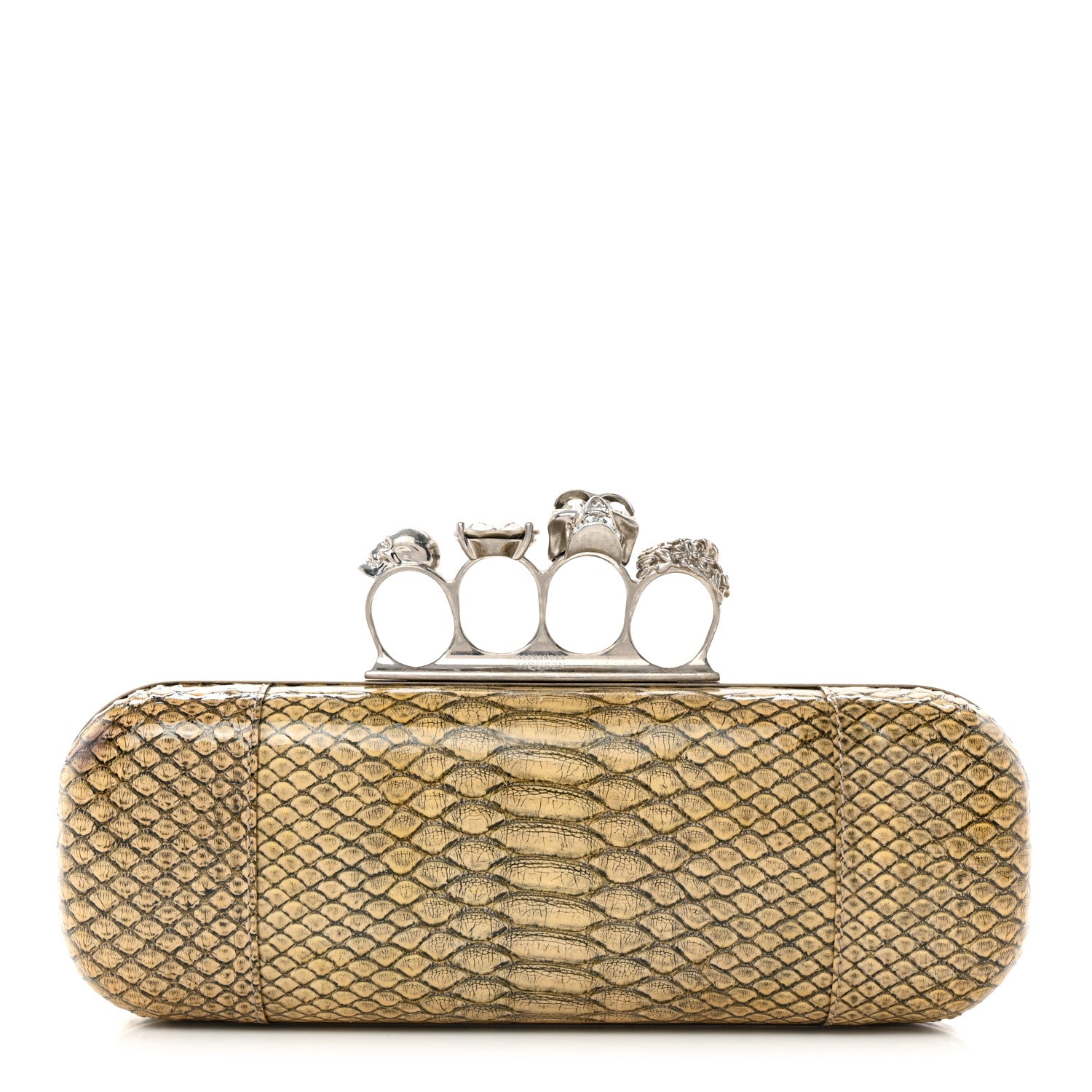 Alexander McQueen Snakeskin Knuckle Box Clutch Beige 1 of 10