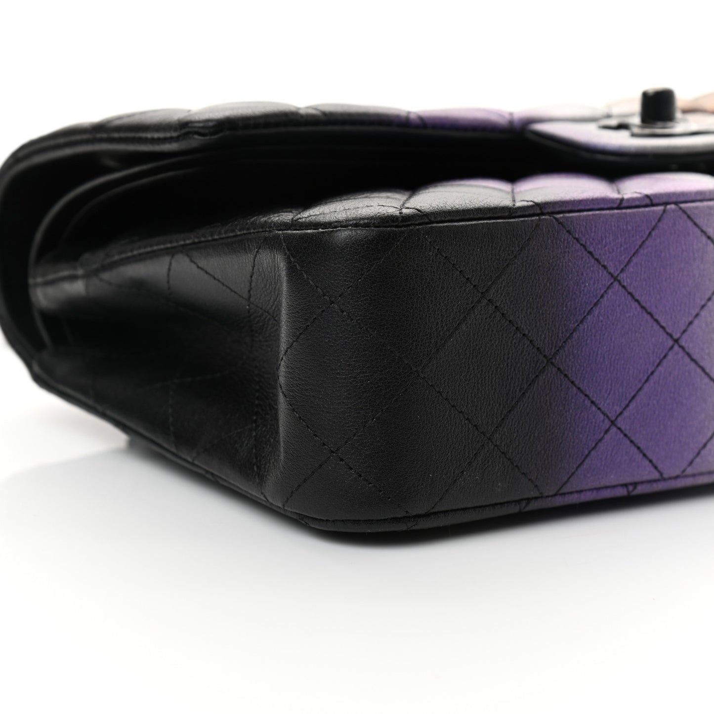 Calfskin Quilted Ombre Medium Double Flap Black