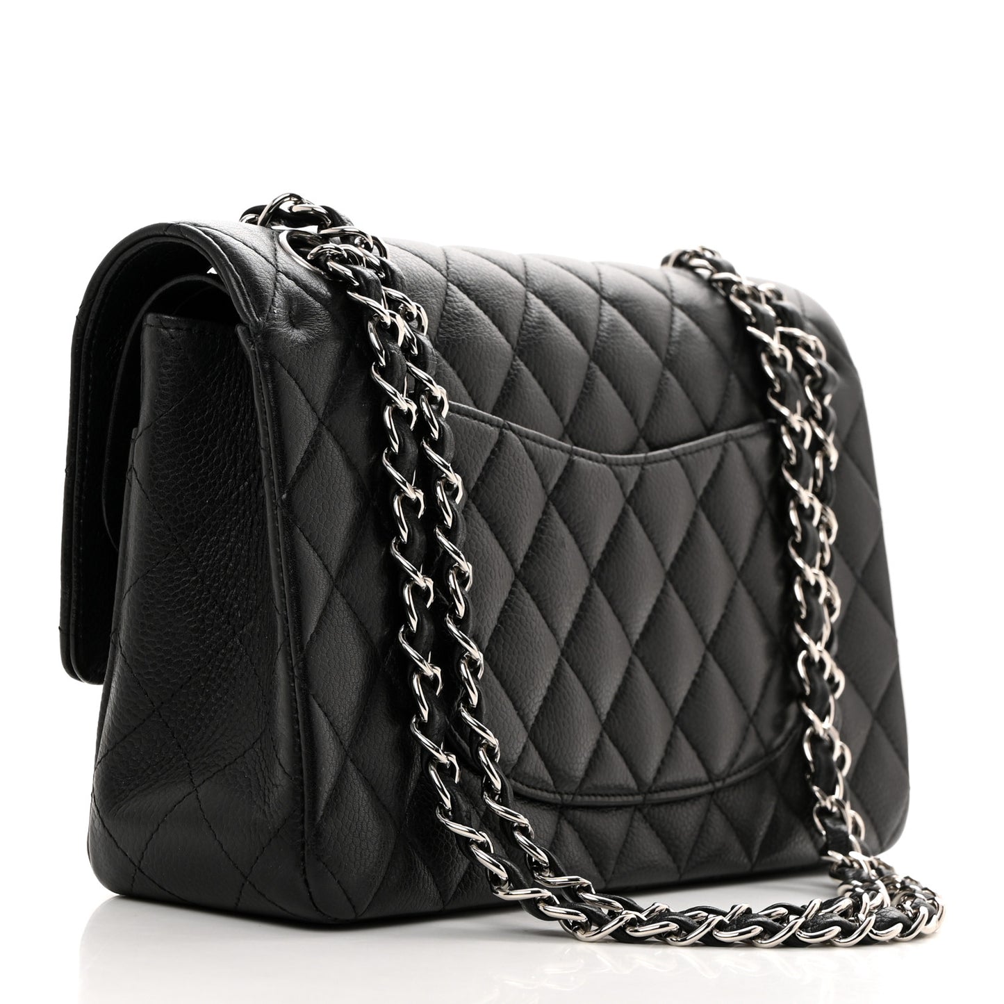 Caviar Quilted Medium Double Flap Black