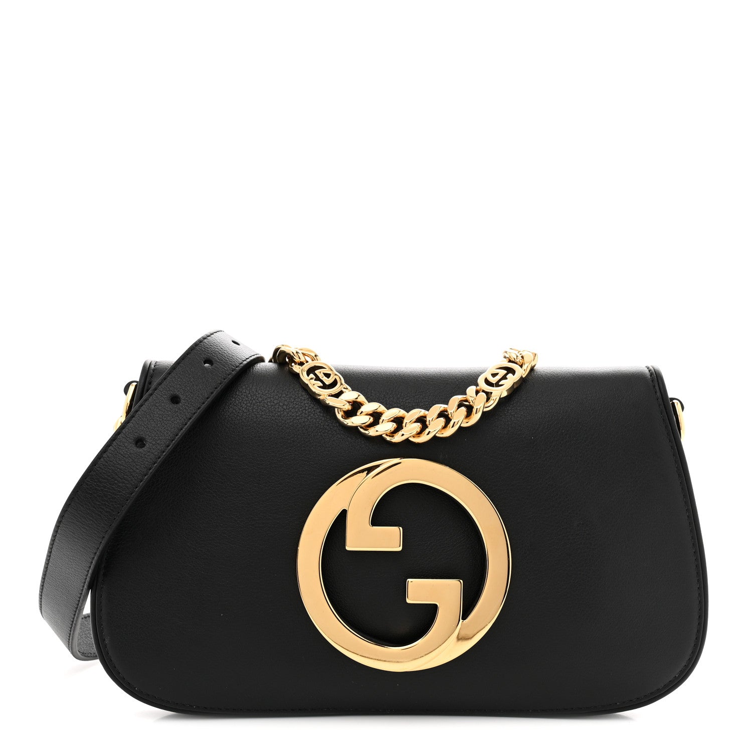Gucci Roxy Calfskin Blondie Chain Shoulder Flap Bag Black 1887846