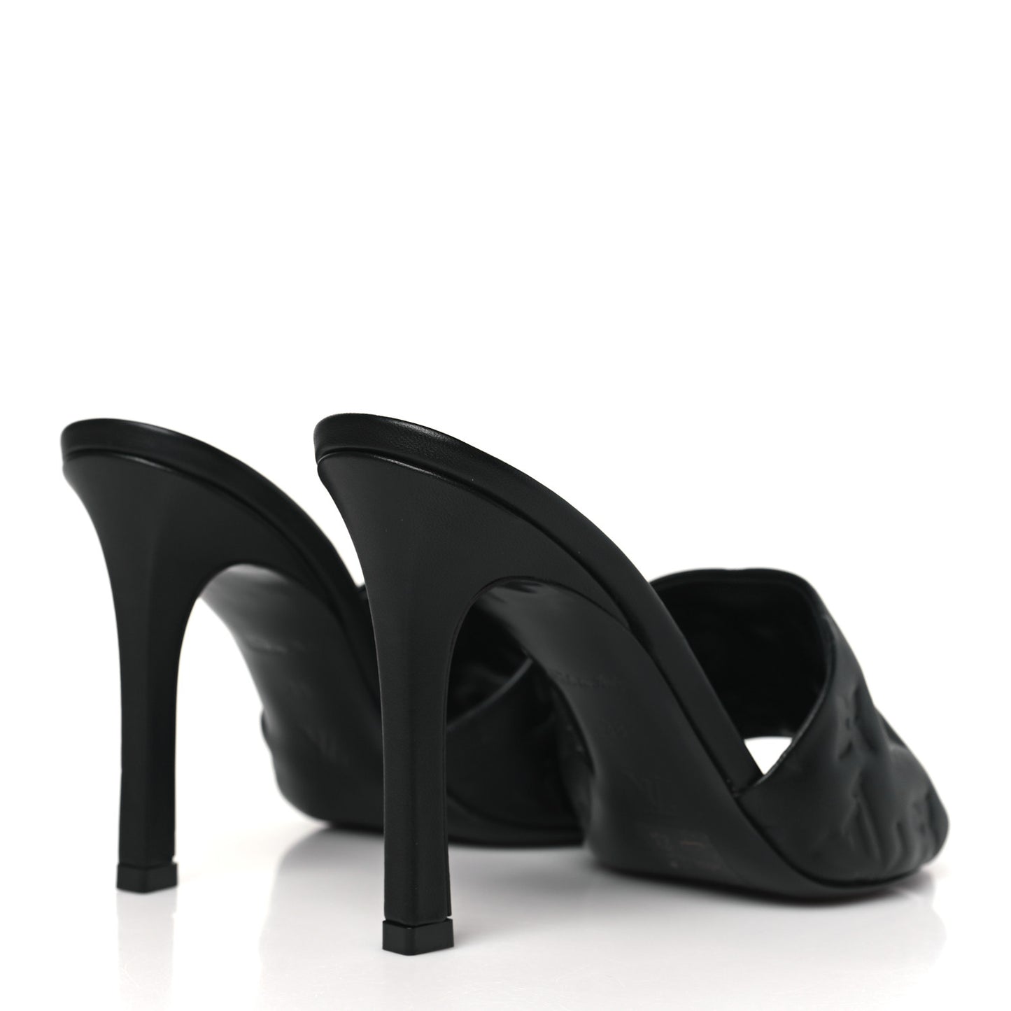 Lambskin Embossed Monogram Revival High Heel Mules 38 Black