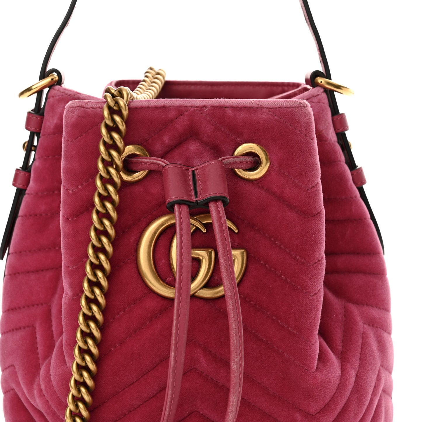 Velvet Matelasse GG Marmont Bucket Bag Light Raspberry Rose