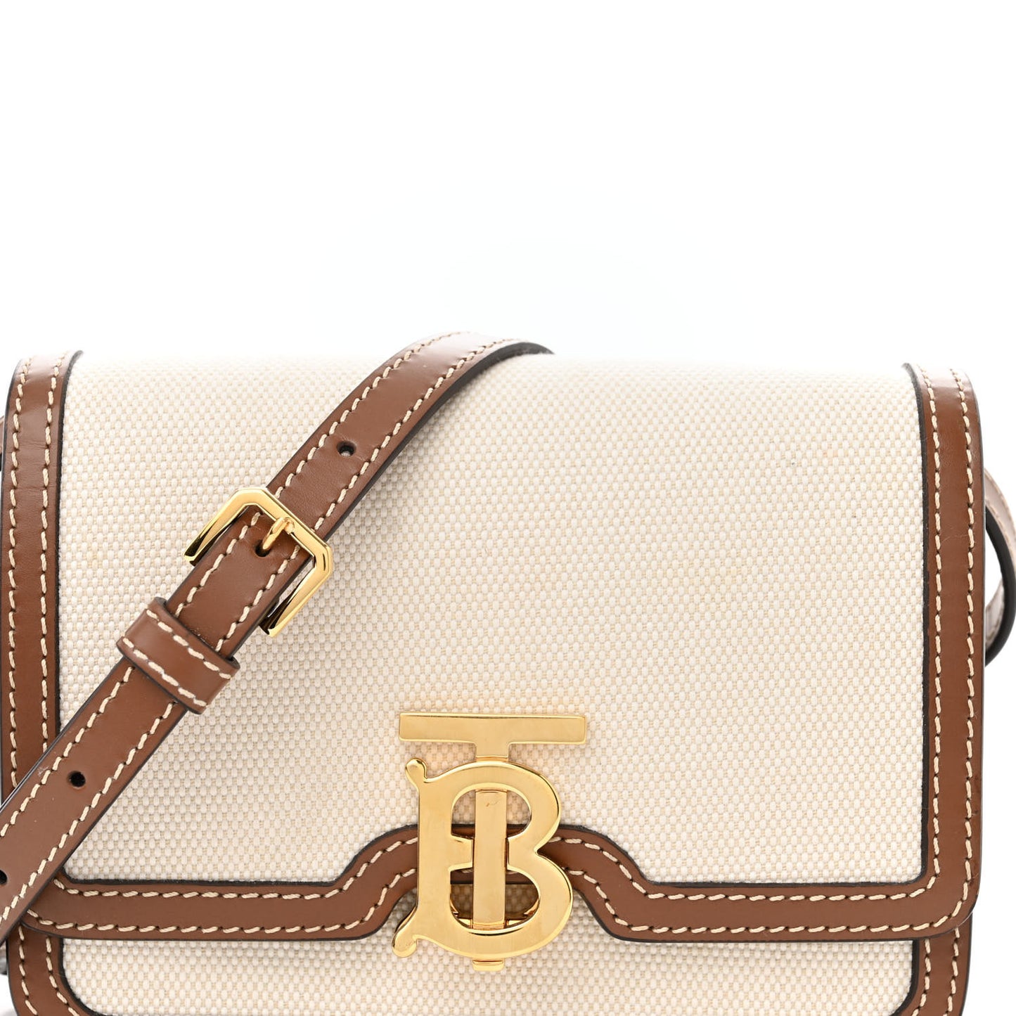 Canvas Calfskin Small TB Bag Natural