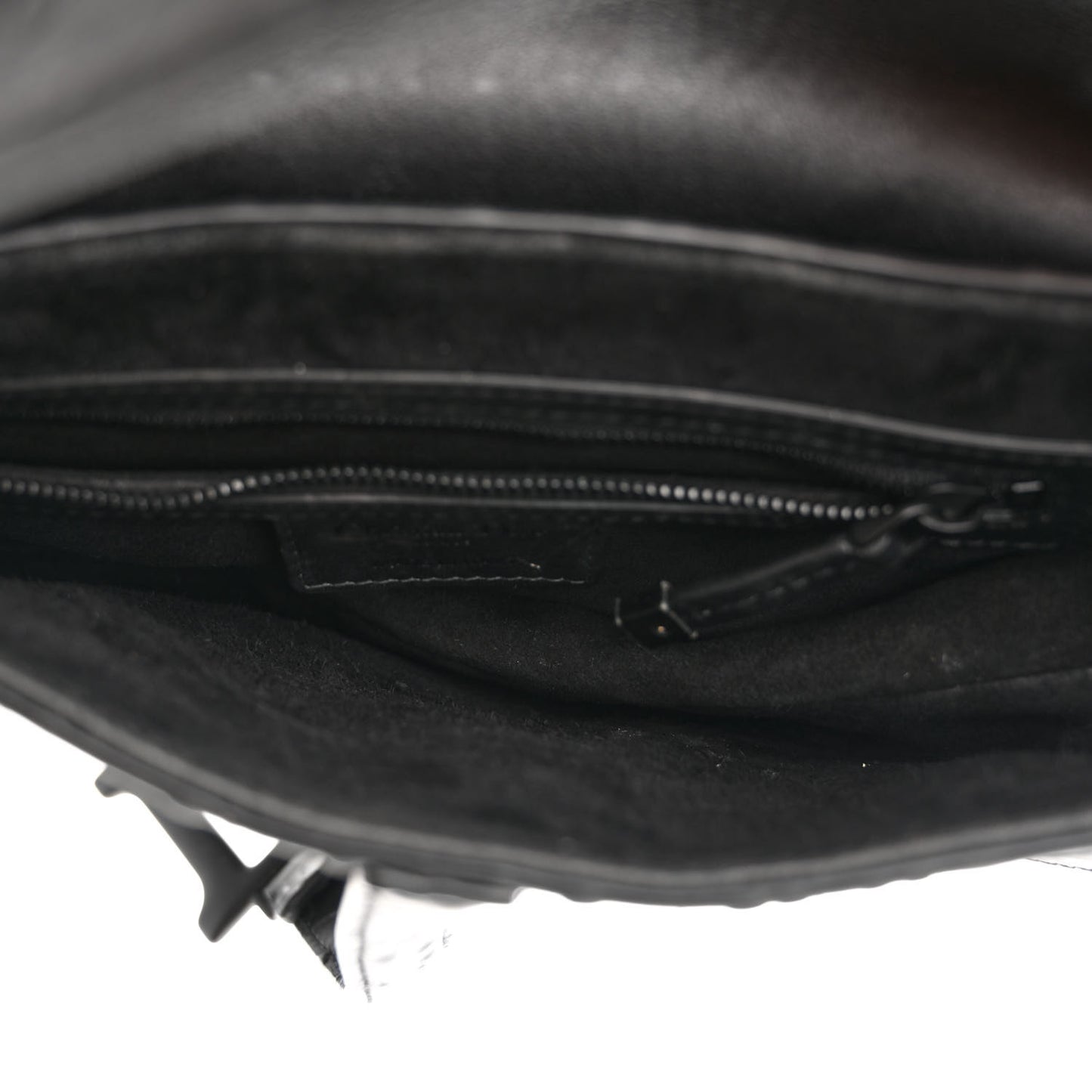 Calfskin Embossed Oblique Saddle Bag Black