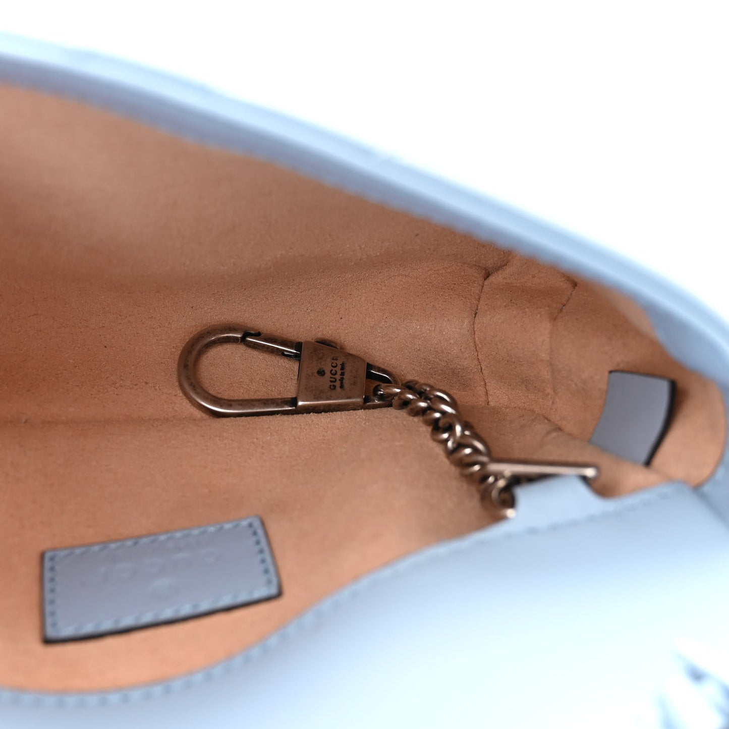 Calfskin Matelasse Monochrome GG Marmont Chain Belt Bag Porcelain Light Blue