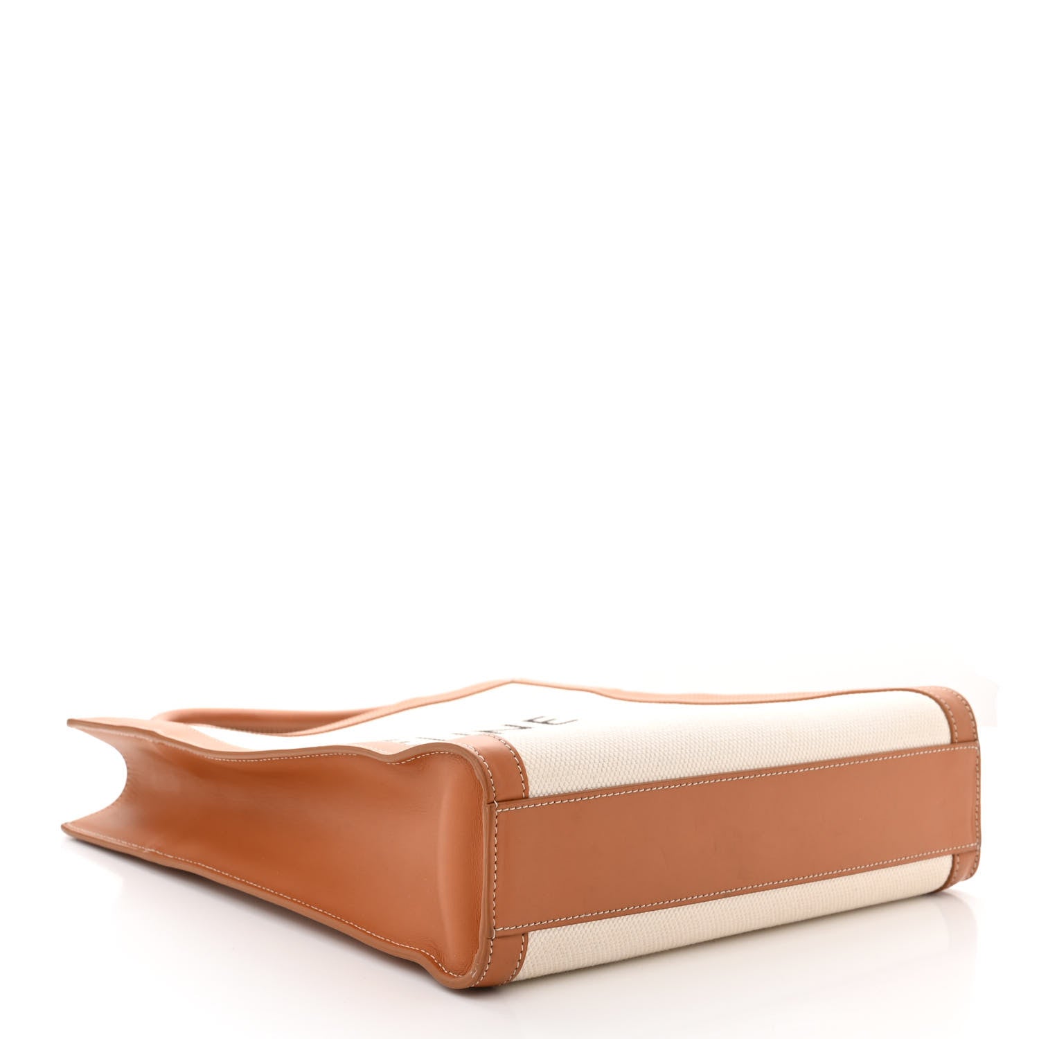 Celine Canvas Calfskin Logo Print Small Vertical Cabas Natural Tan 4 of 15