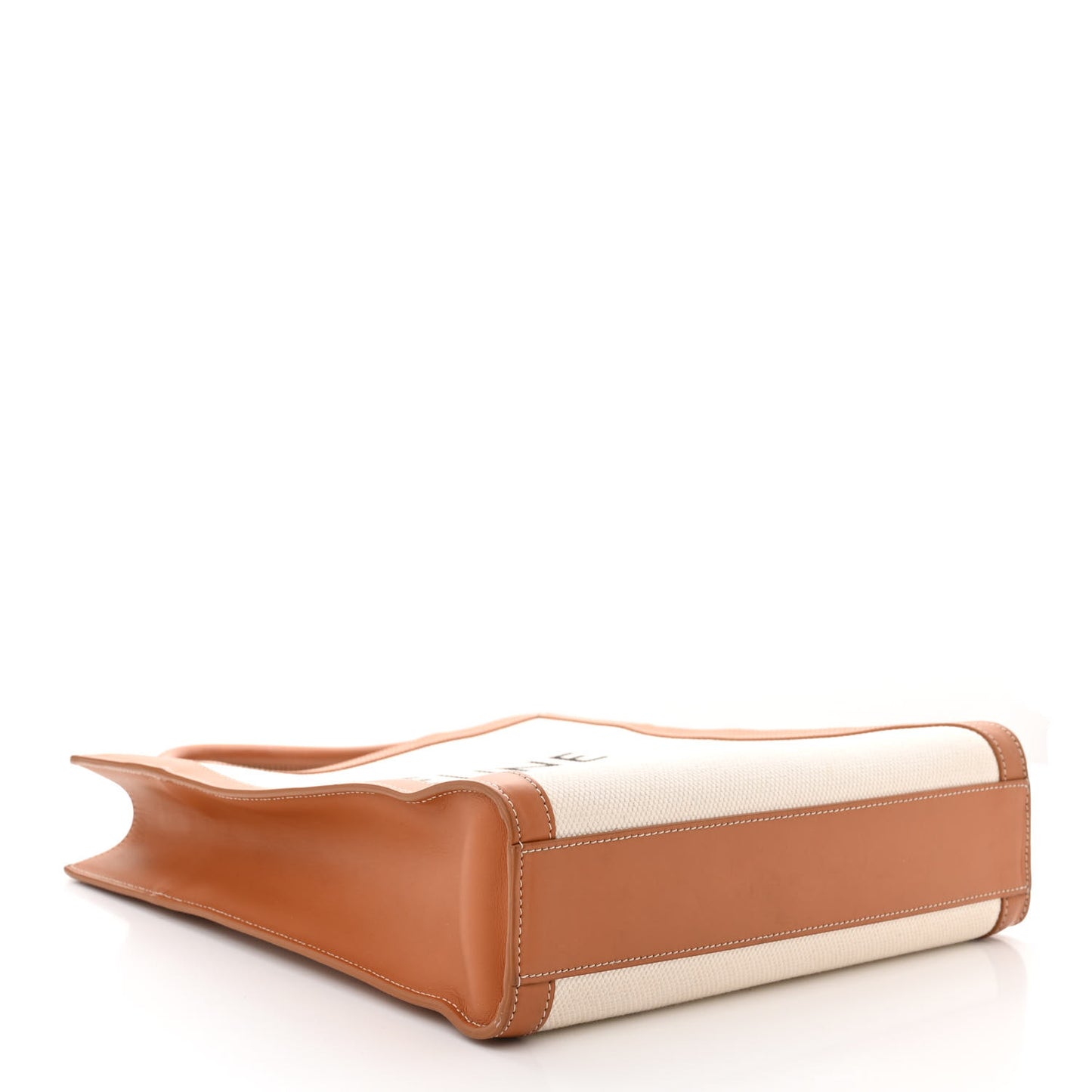 Canvas Calfskin Logo Print Small Vertical Cabas Natural Tan