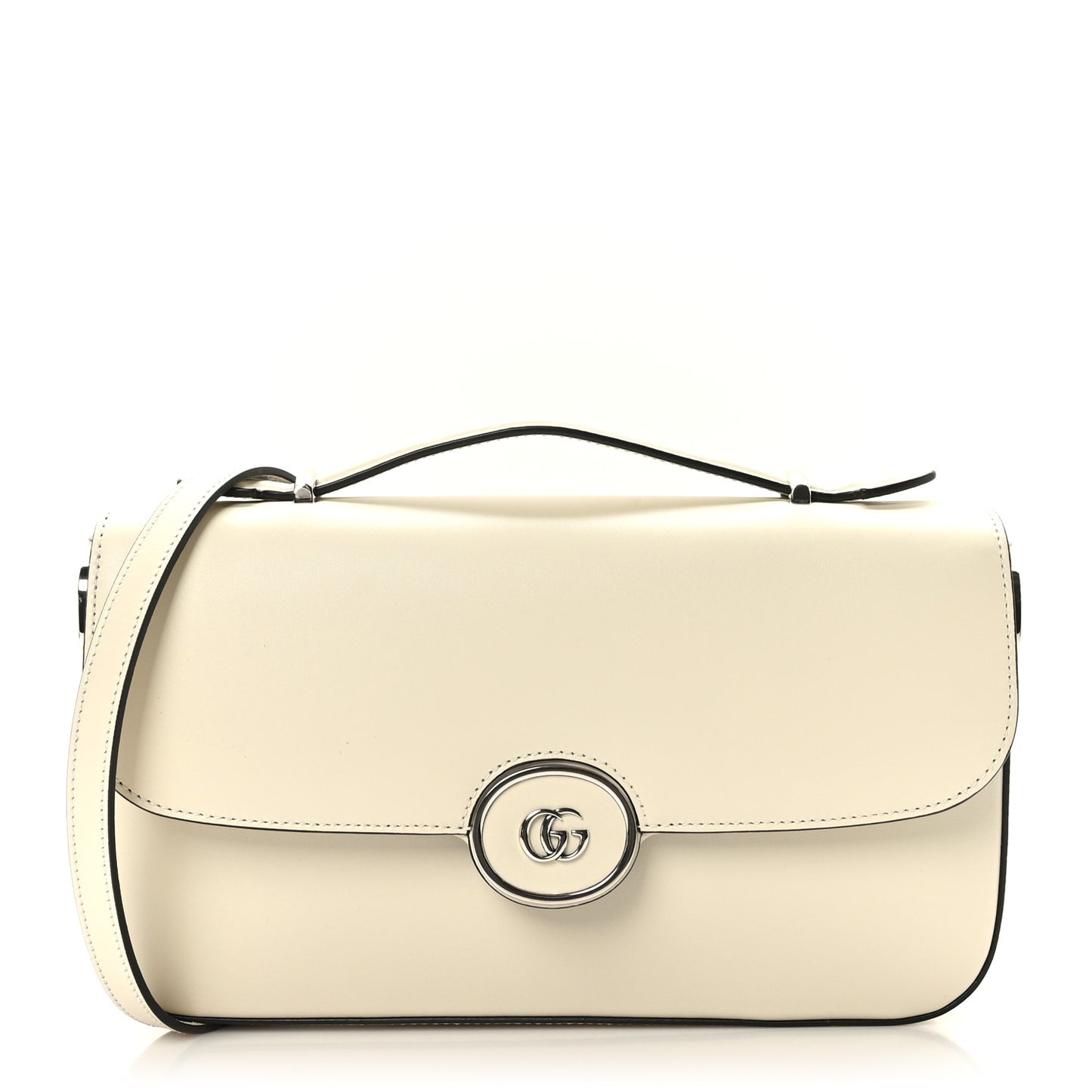 Senna Calfskin Petite GG Top Handle Shoulder Bag Mystic White