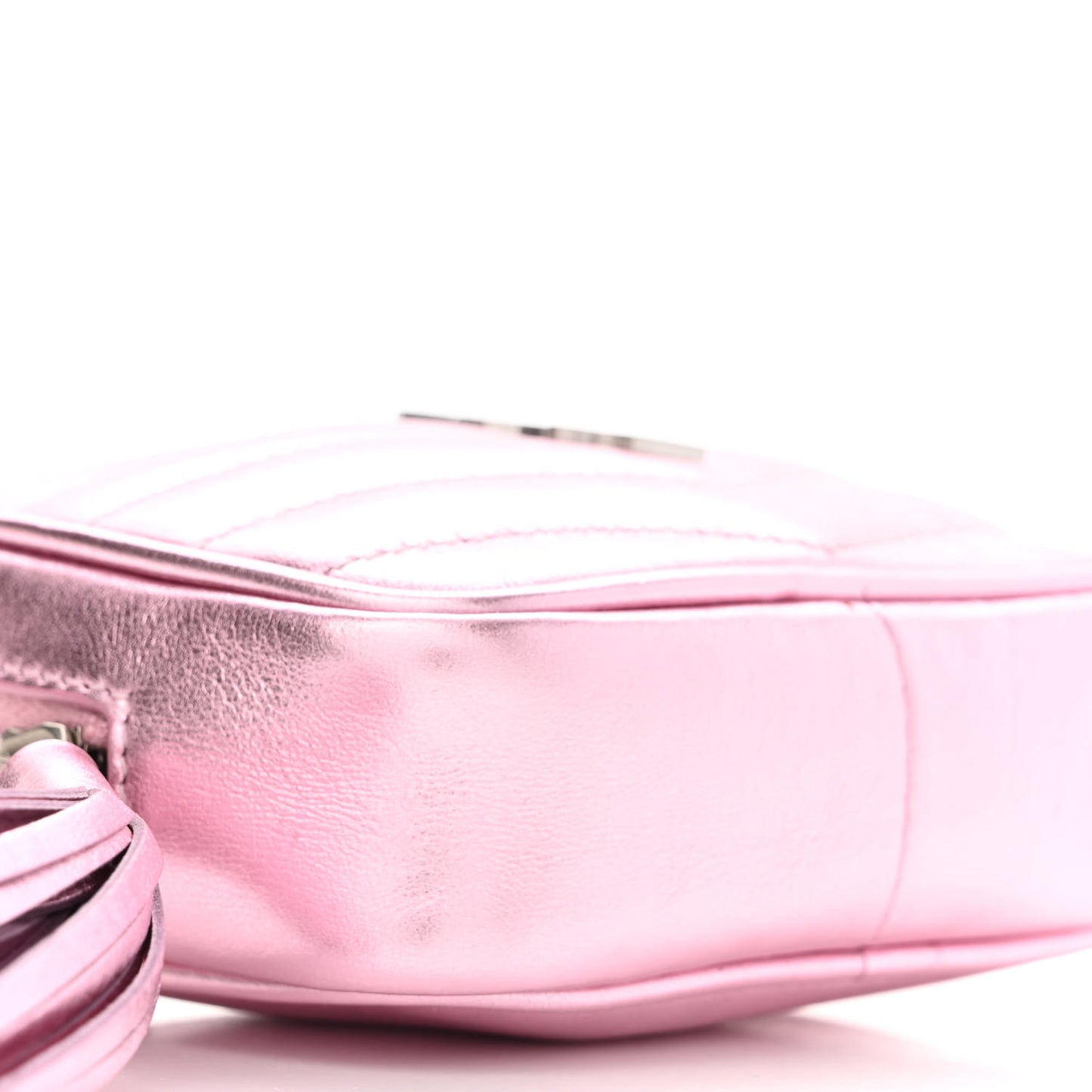 Metallic Calfskin Matelasse Chevron Monogram Baby Lou Camera Bag New Azalea