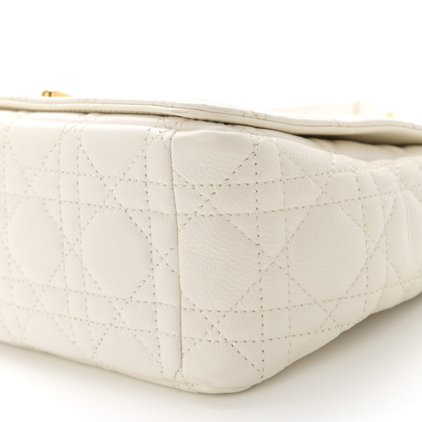 Supple Calfskin Cannage Medium Caro Bag Ivory