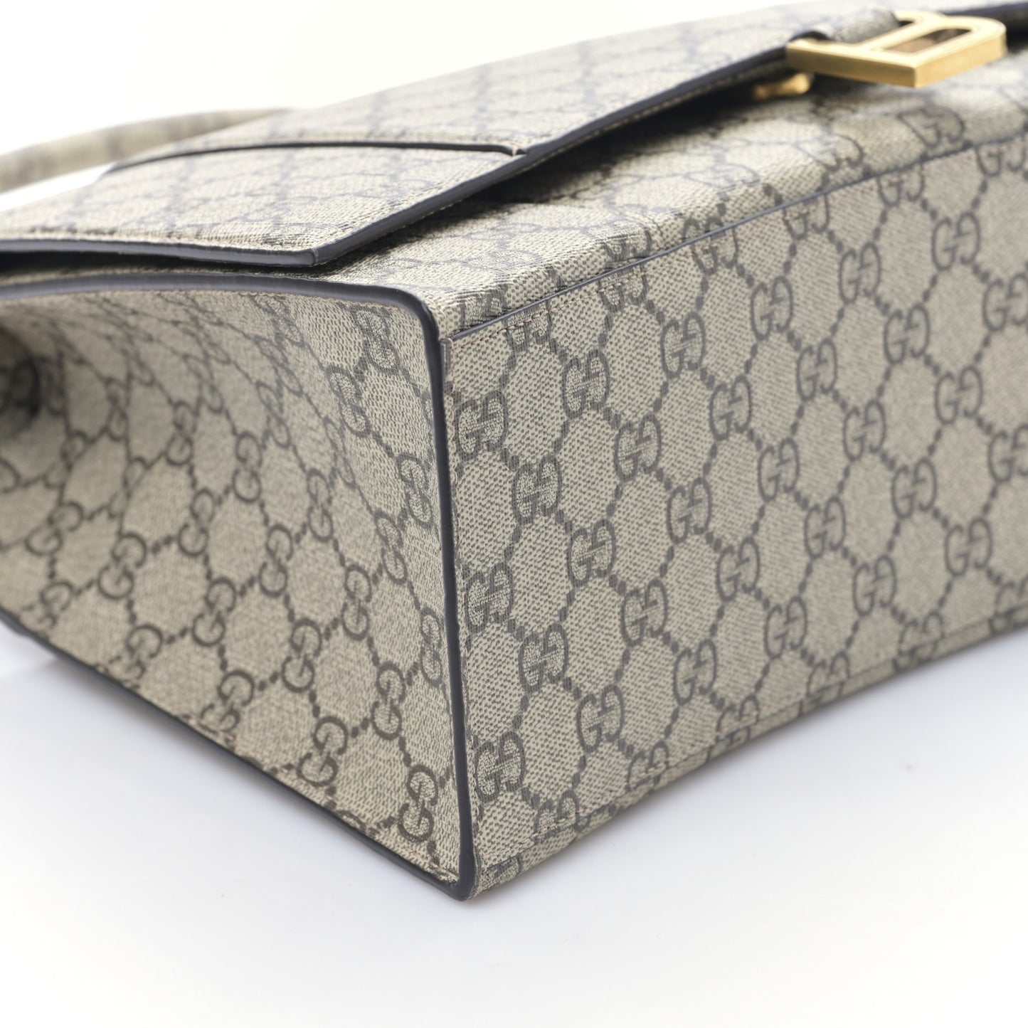 X GUCCI GG Supreme Monogram Medium Hourglass Top Handle Bag Beige Ebony
