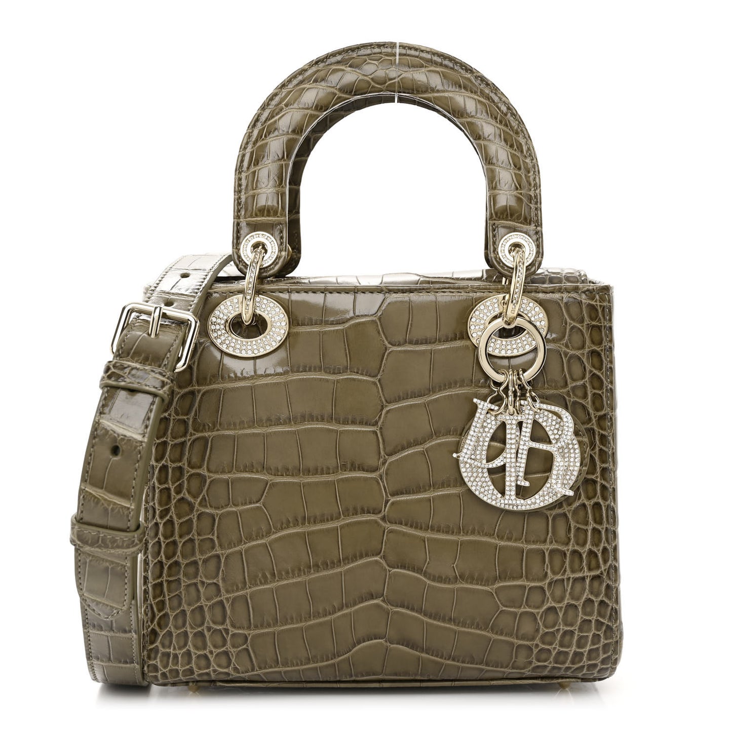 Alligator Swarovski Crystal Small Lady Dior Green