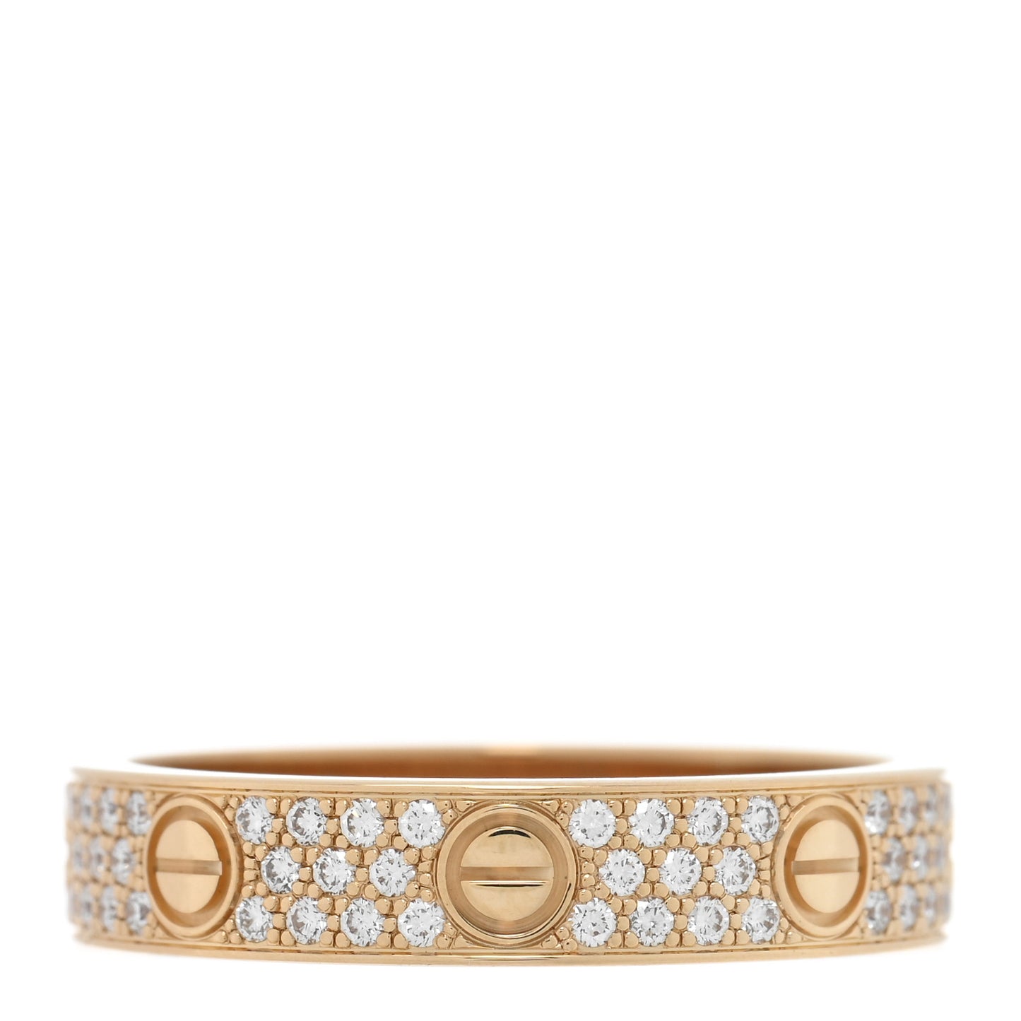18K Yellow Gold Diamond 4mm LOVE Wedding Paved Band Ring 52 6