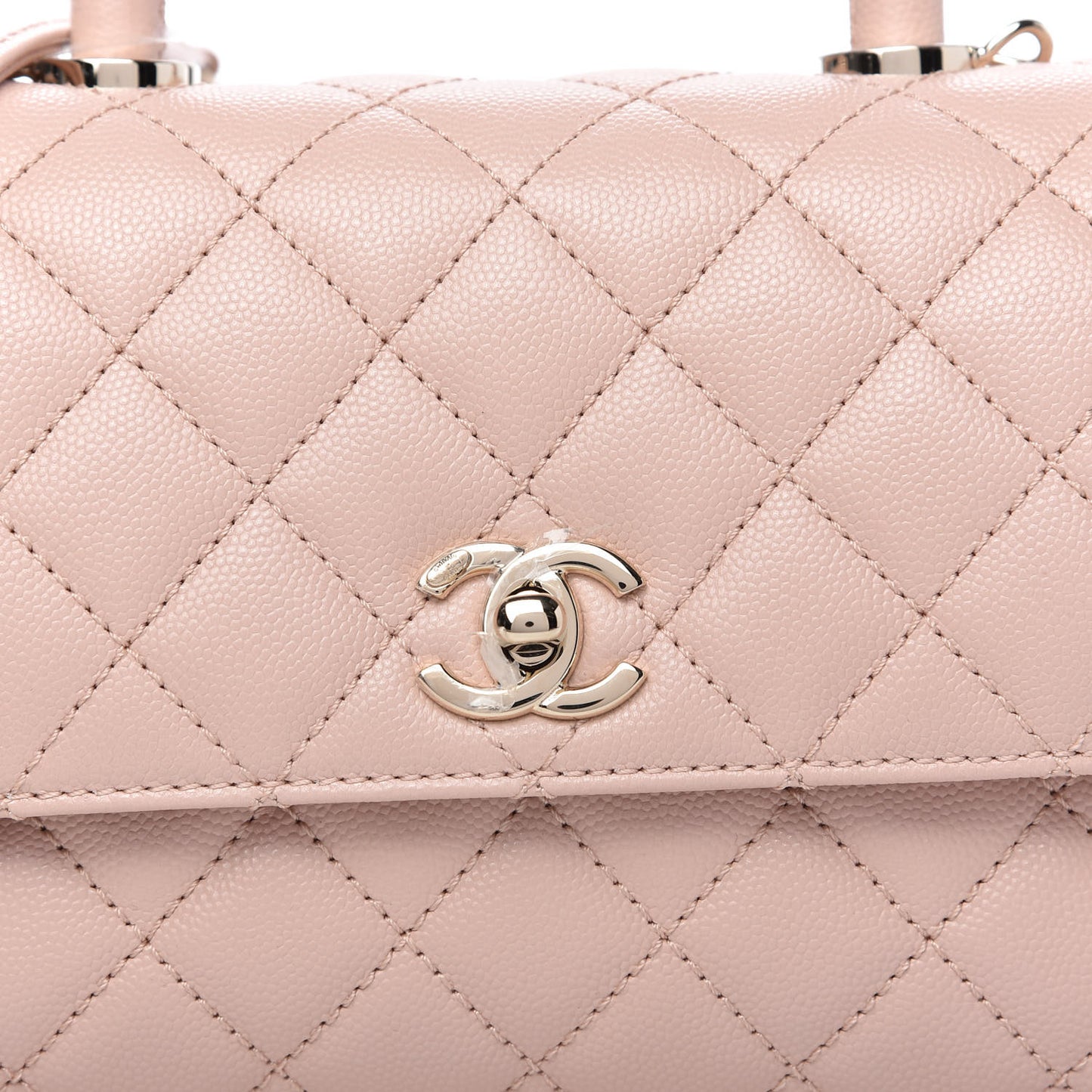 Caviar Quilted Mini Coco Handle Flap Light Pink