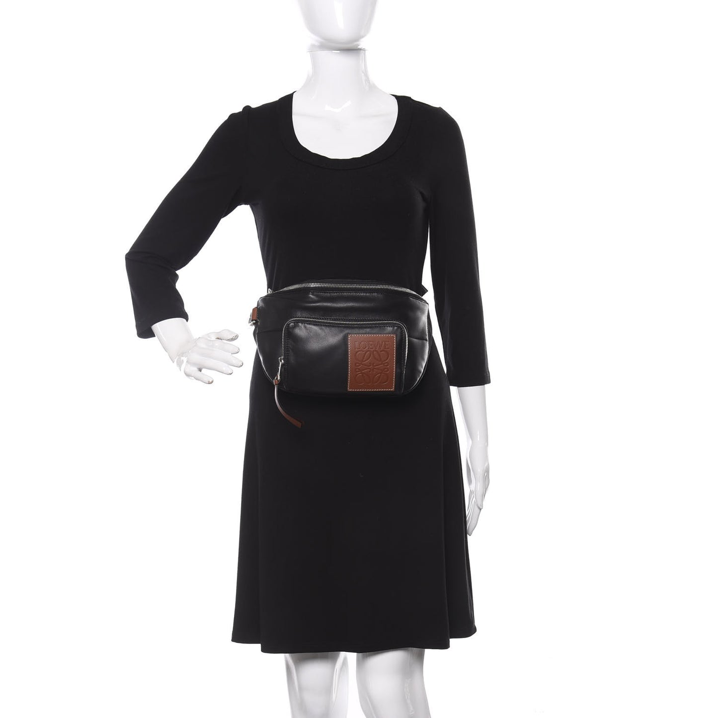 Calfskin Nylon Belt Bag Black
