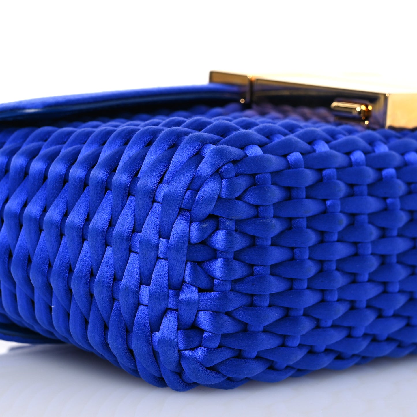 Woven Satin Medium 001 Chain Bag Electric Blue