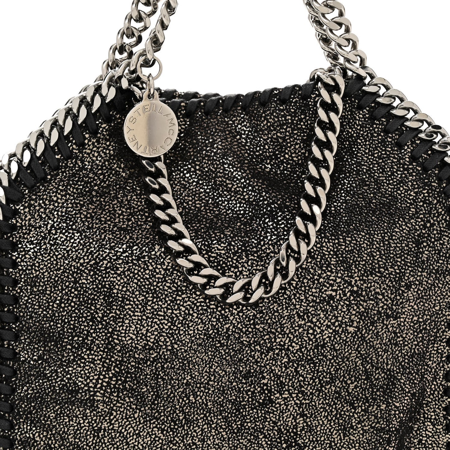 Chamois Shiny Dotted Tiny Falabella Tote Ruthenium