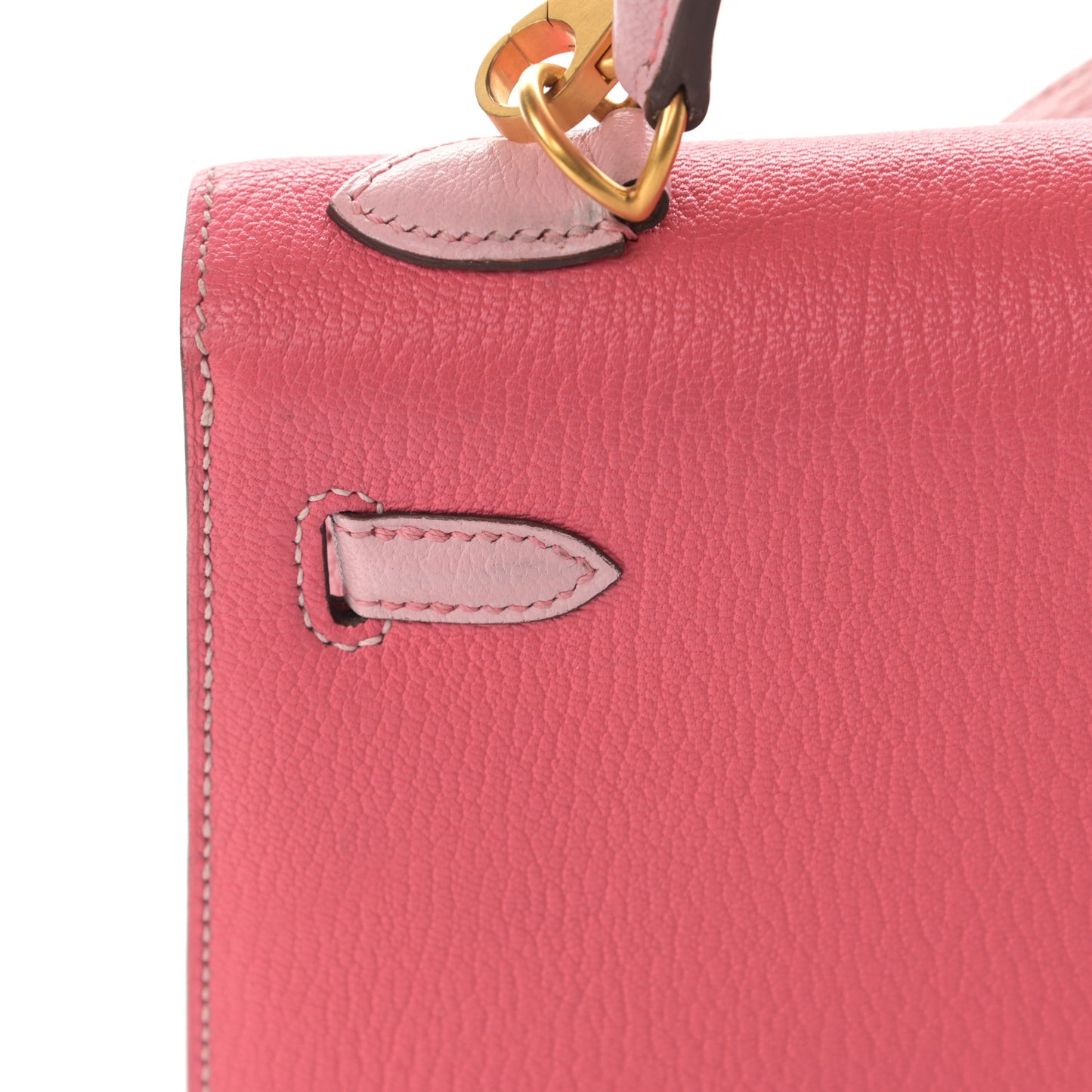 Chevre Bi-Color Horseshoe Kelly Sellier 25 Rose Lipstick Bubblegum