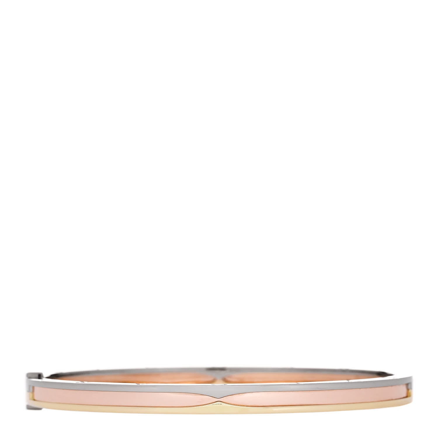 Bulgari 18K Yellow White Rose Gold Narrow B.Zero1 Bangle Bracelet L 1 of 4