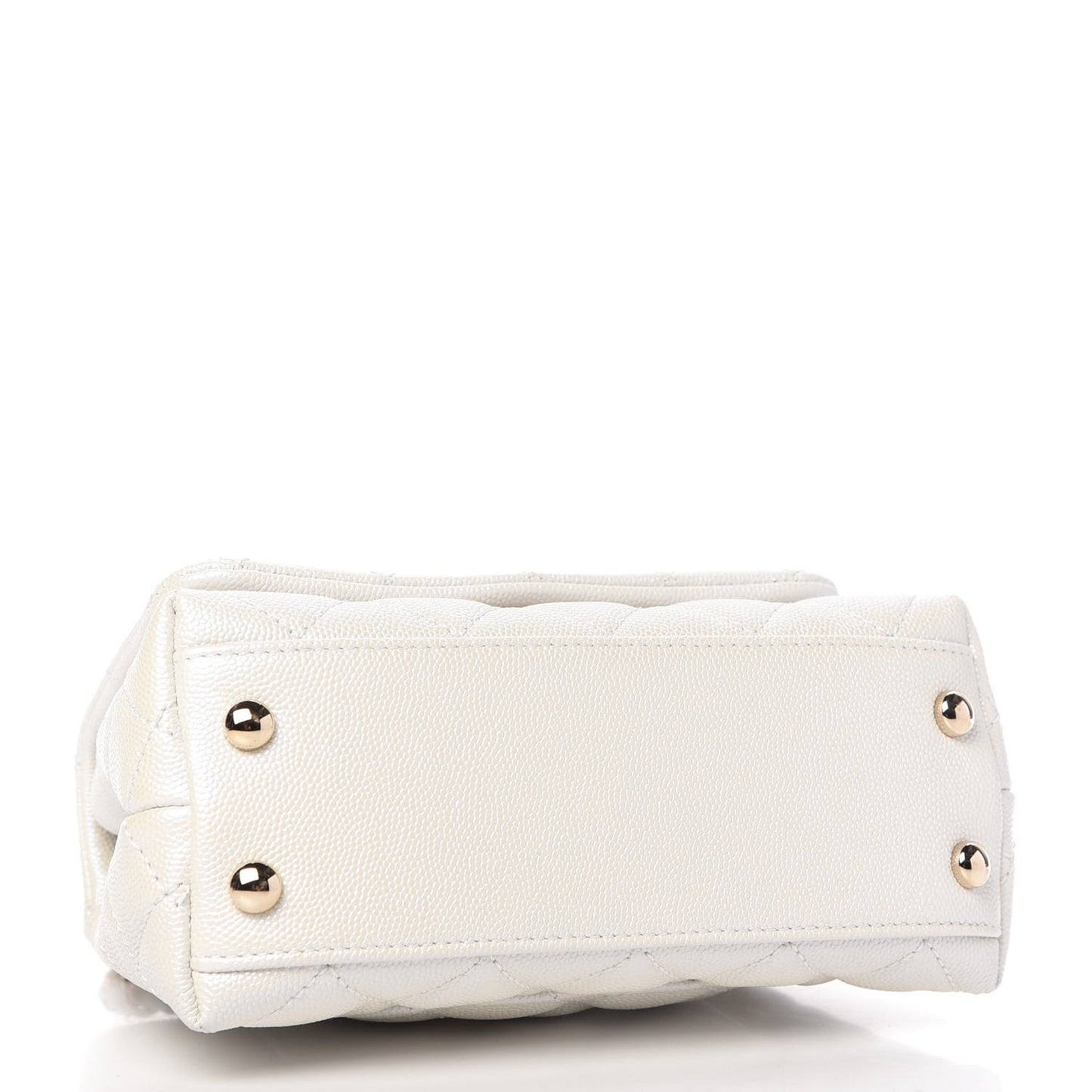 Iridescent Caviar Quilted Extra Mini Coco Handle Flap Ivory