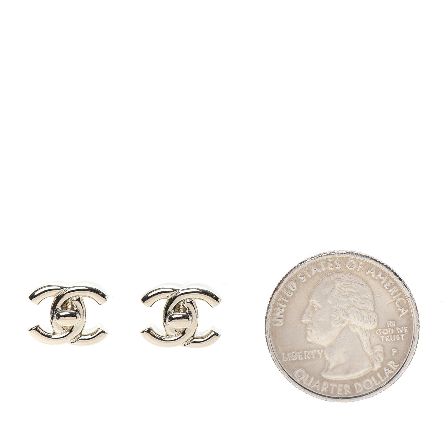 Metal CC Turnlock Earrings Gold