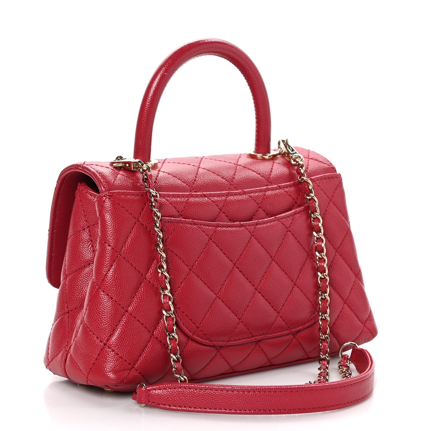 Caviar Quilted Mini Coco Handle Flap Red